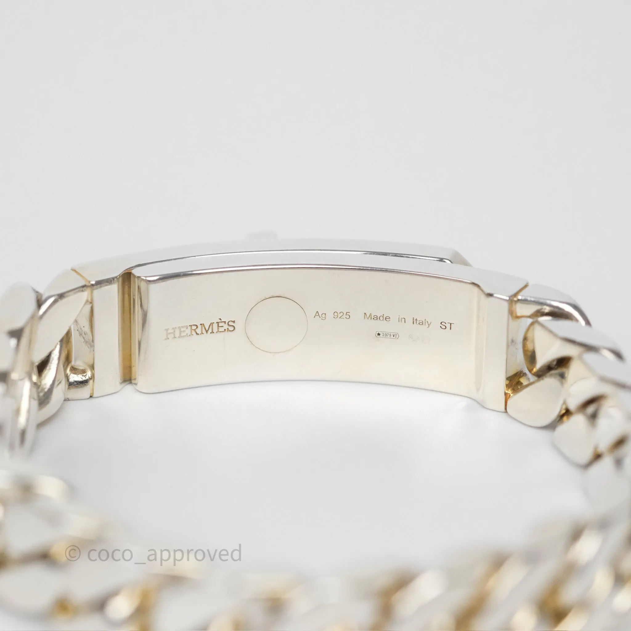 Hermes Kelly Gourmette GM Bracelet Silver Size ST