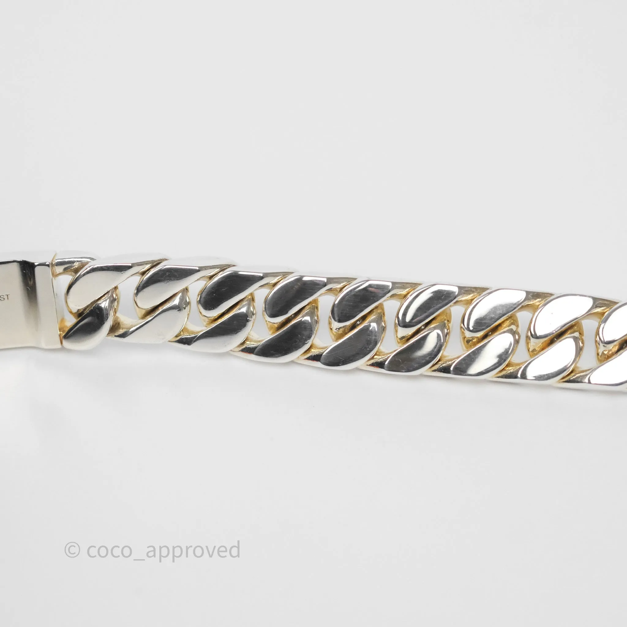 Hermes Kelly Gourmette GM Bracelet Silver Size ST