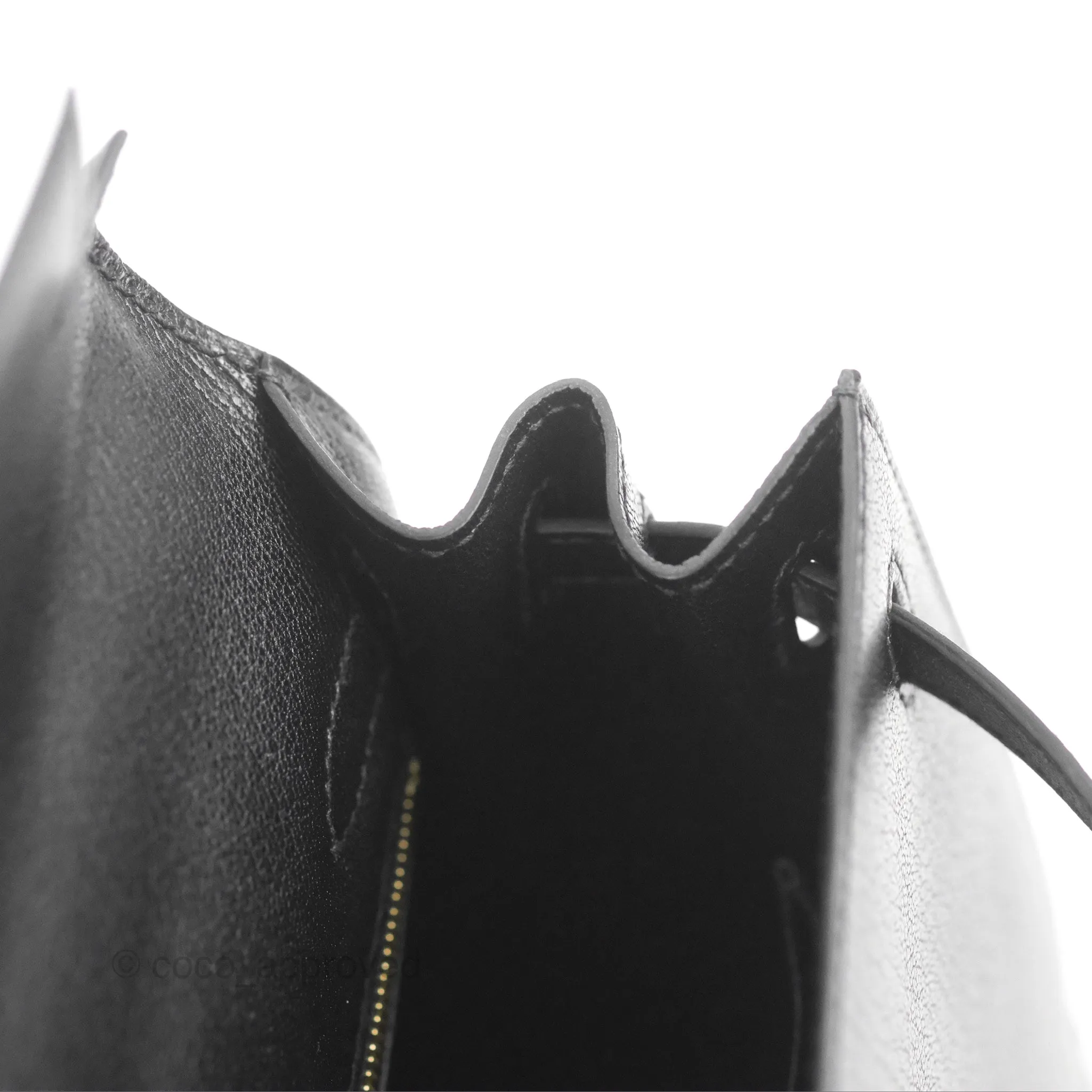 Hermes Kelly Sellier 25 Black Chevre Chamkila Gold Hardware