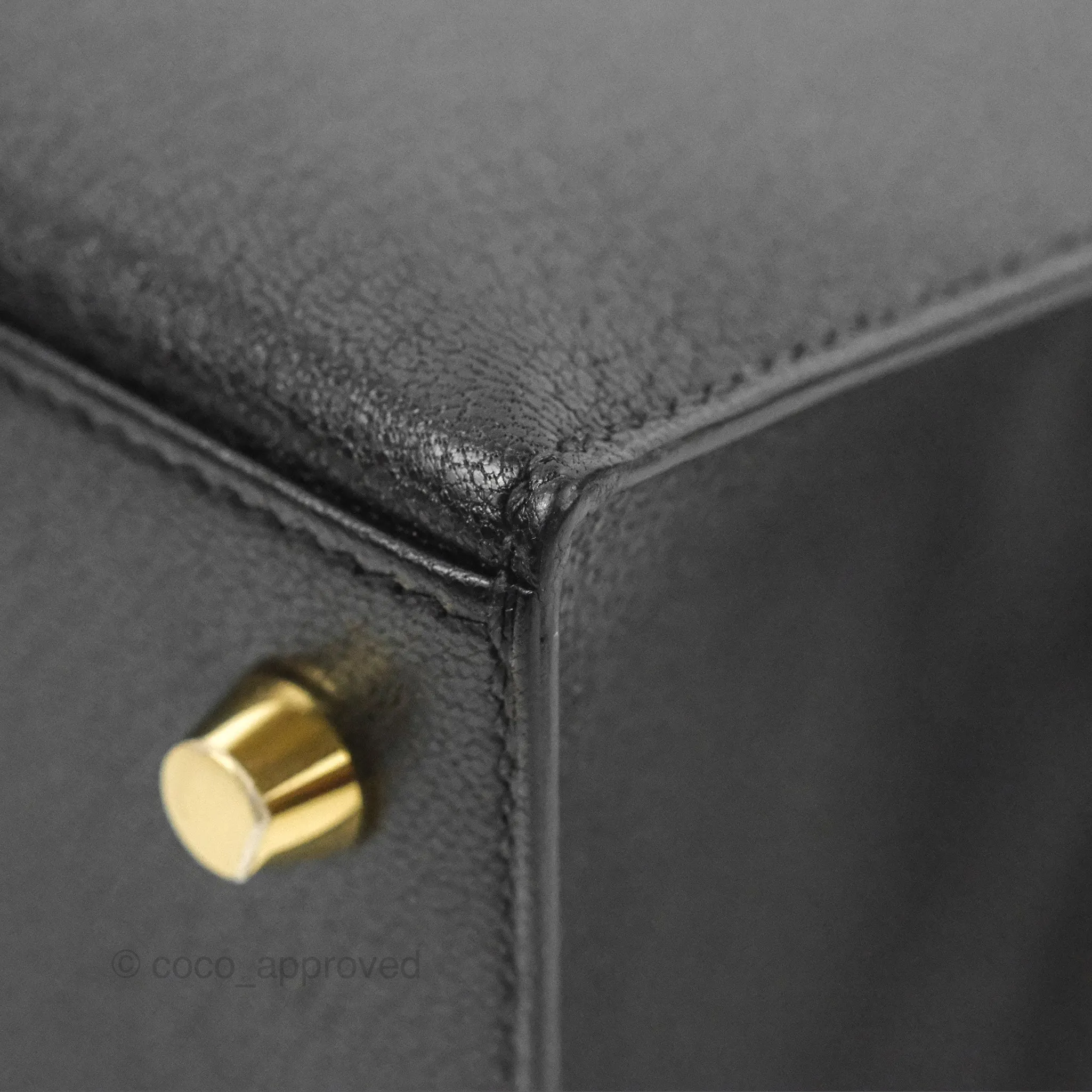 Hermes Kelly Sellier 25 Black Chevre Chamkila Gold Hardware