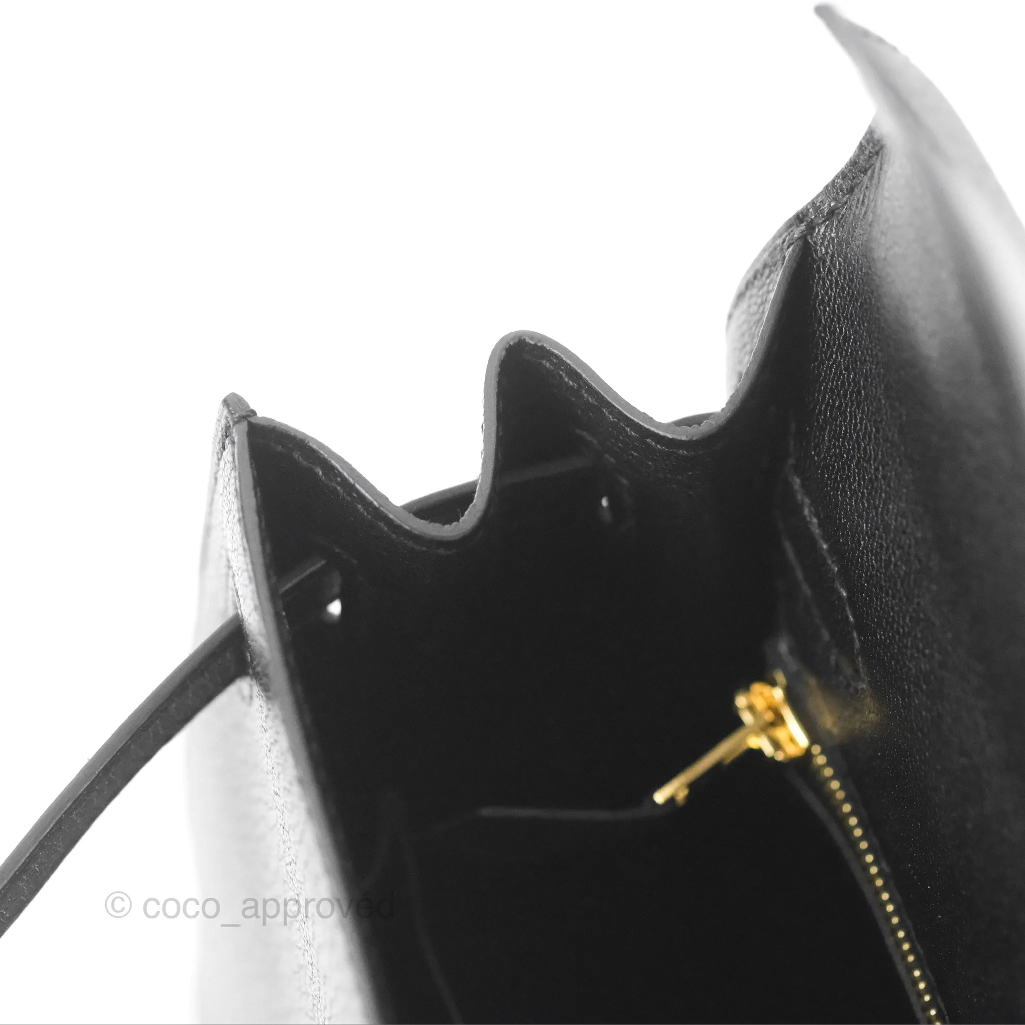 Hermes Kelly Sellier 25 Black Chevre Chamkila Gold Hardware