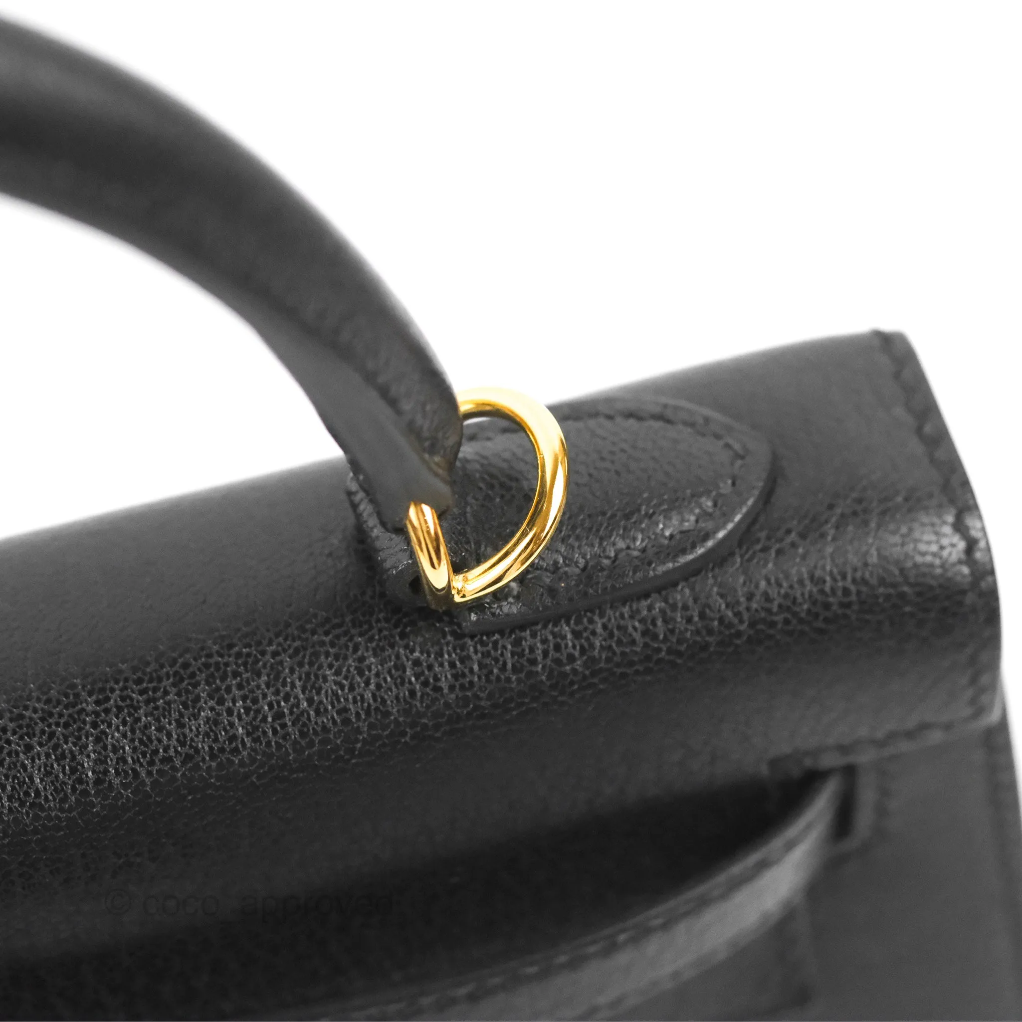 Hermes Kelly Sellier 25 Black Chevre Chamkila Gold Hardware