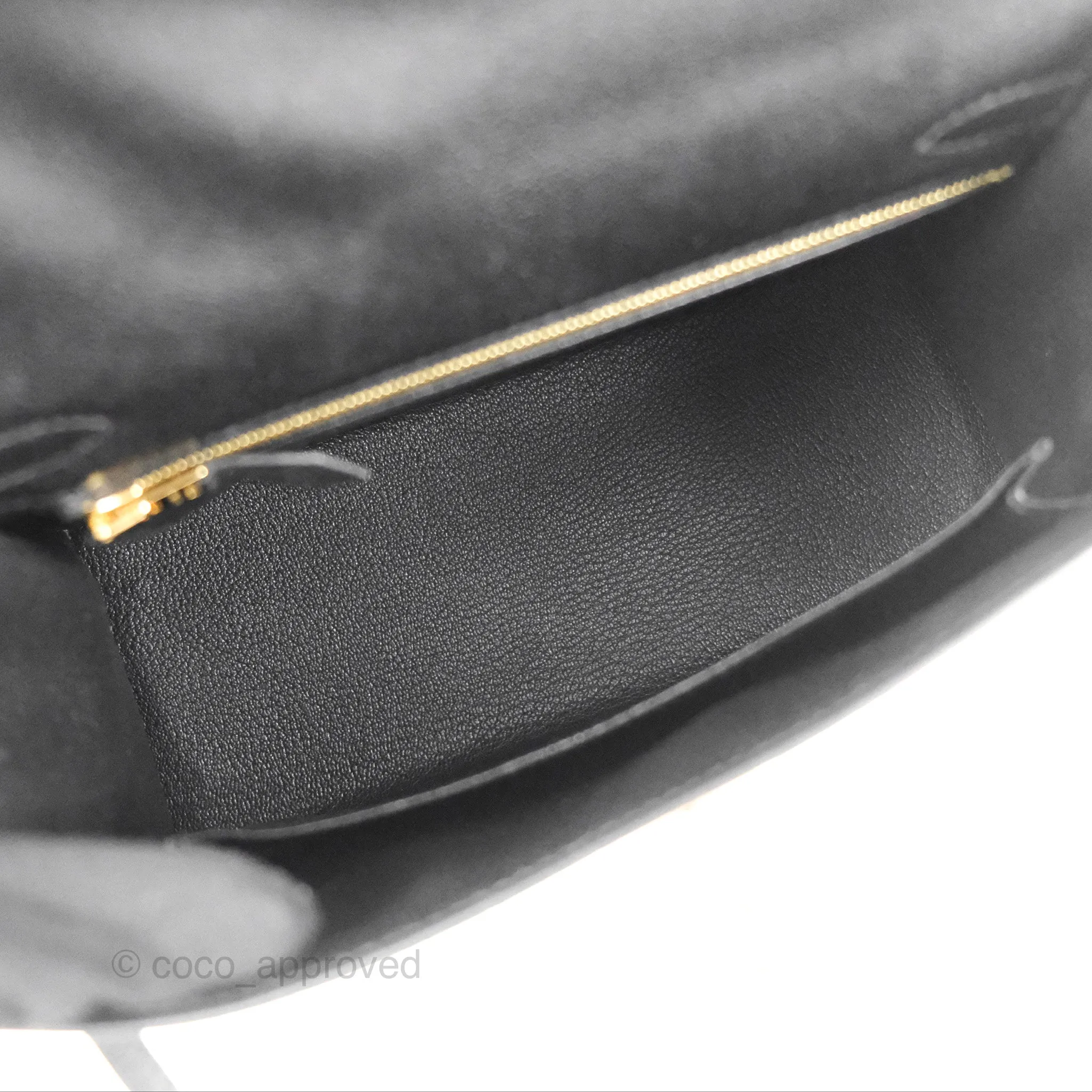 Hermes Kelly Sellier 25 Black Chevre Chamkila Gold Hardware