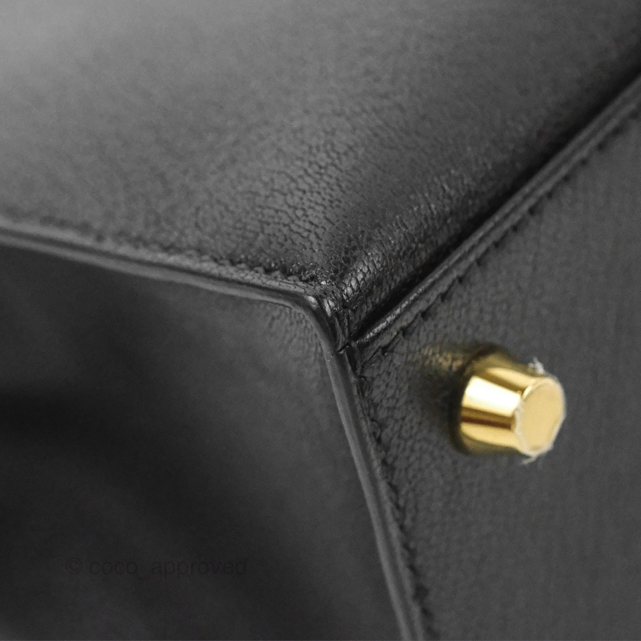 Hermes Kelly Sellier 25 Black Chevre Chamkila Gold Hardware