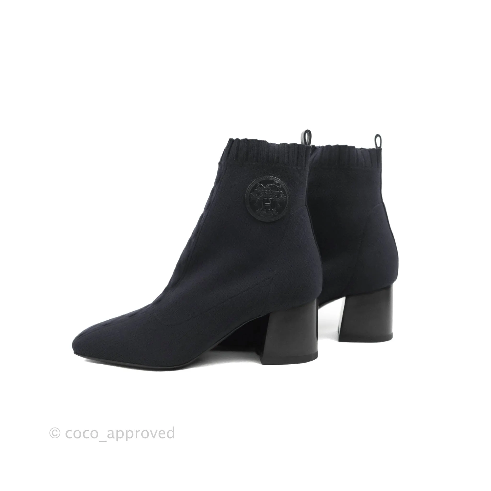 Hermes Knit Calfskin Volver 60 Ankle Boots Black