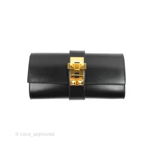 Hermes Medor 23 Clutch Black Box Leather Gold Hardware