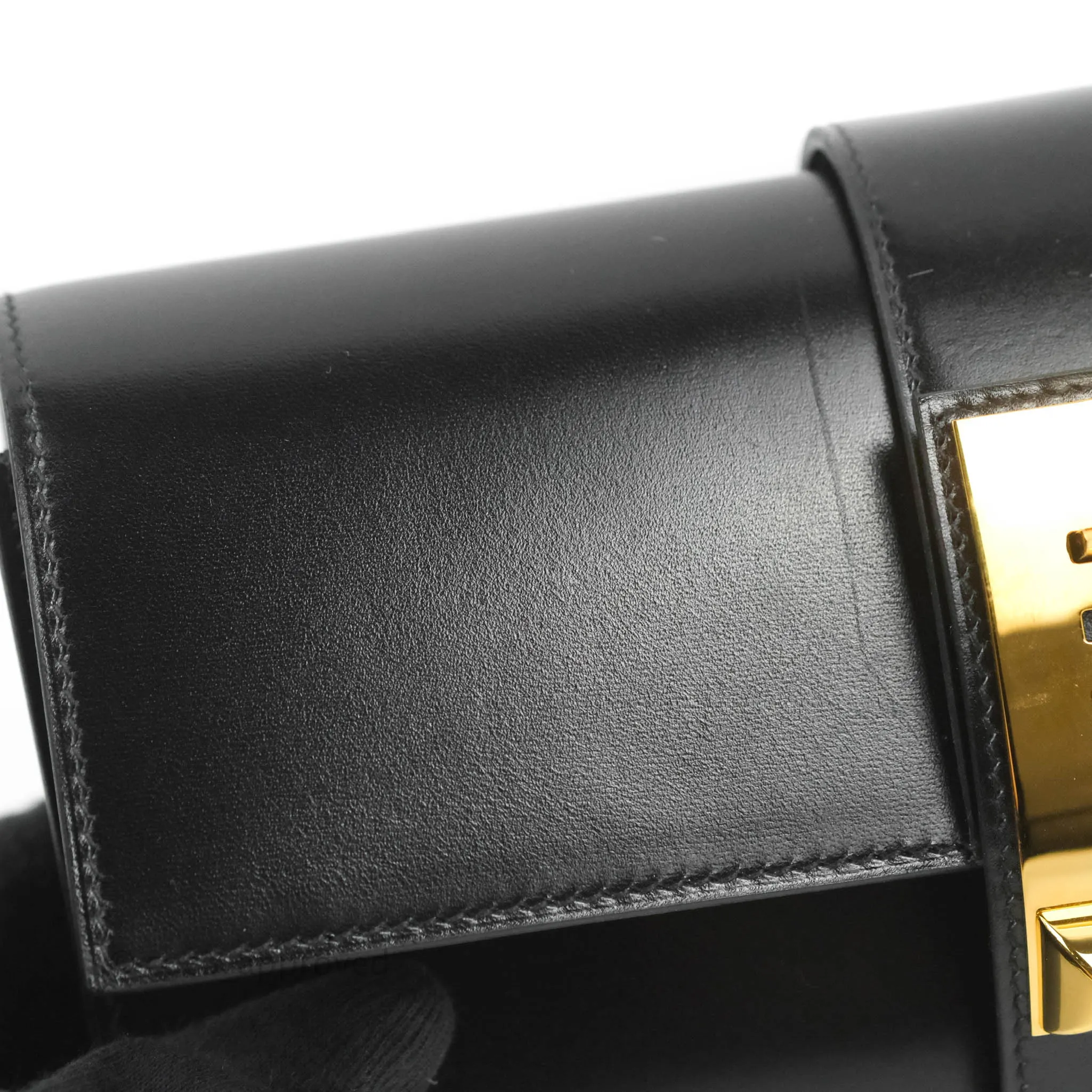 Hermes Medor 23 Clutch Black Box Leather Gold Hardware