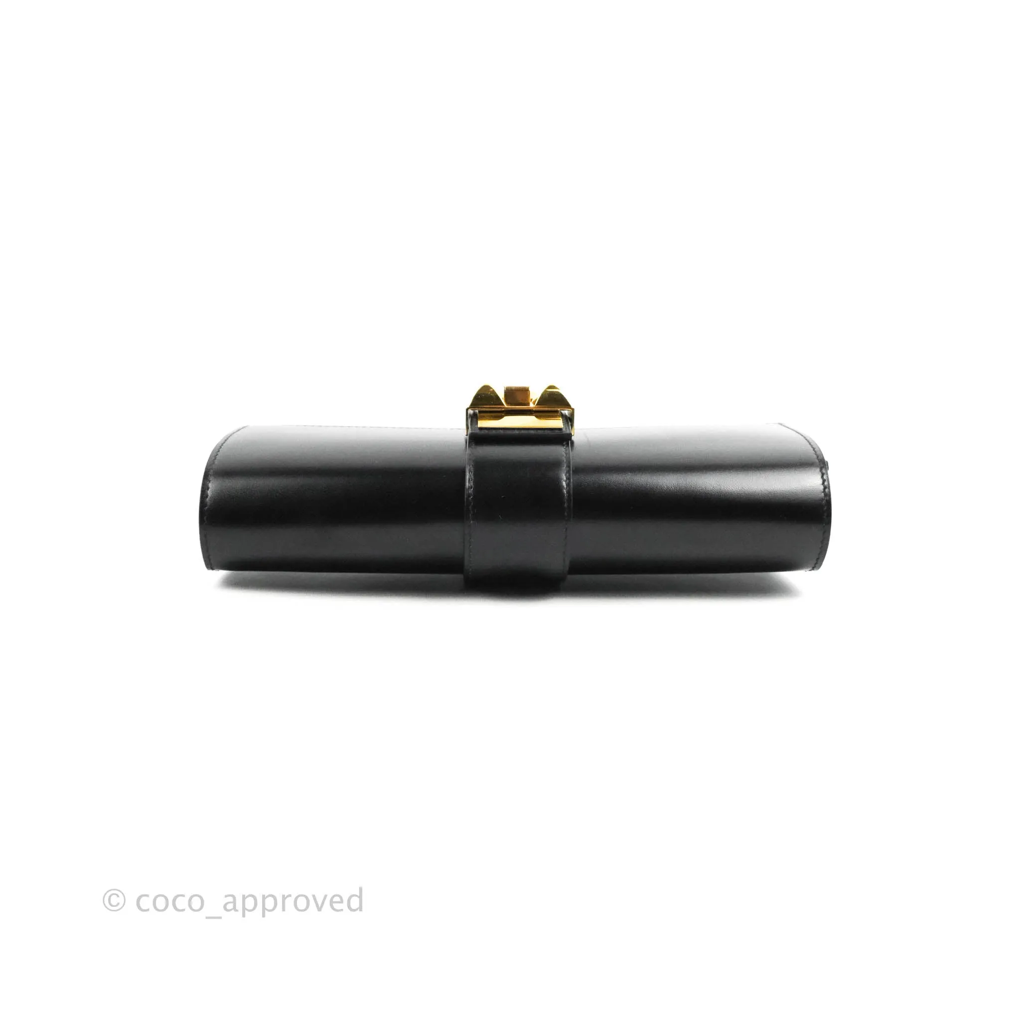 Hermes Medor 23 Clutch Black Box Leather Gold Hardware