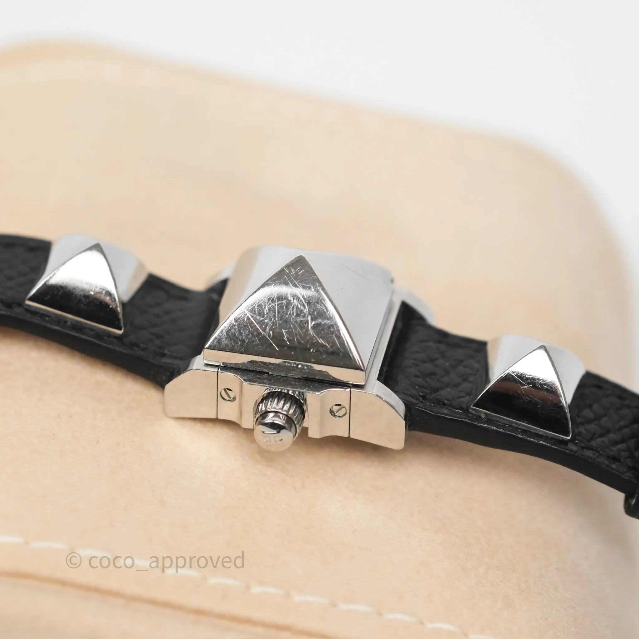 Hermes Medor Watch Mini Model Black Double Strap & Orange Strap