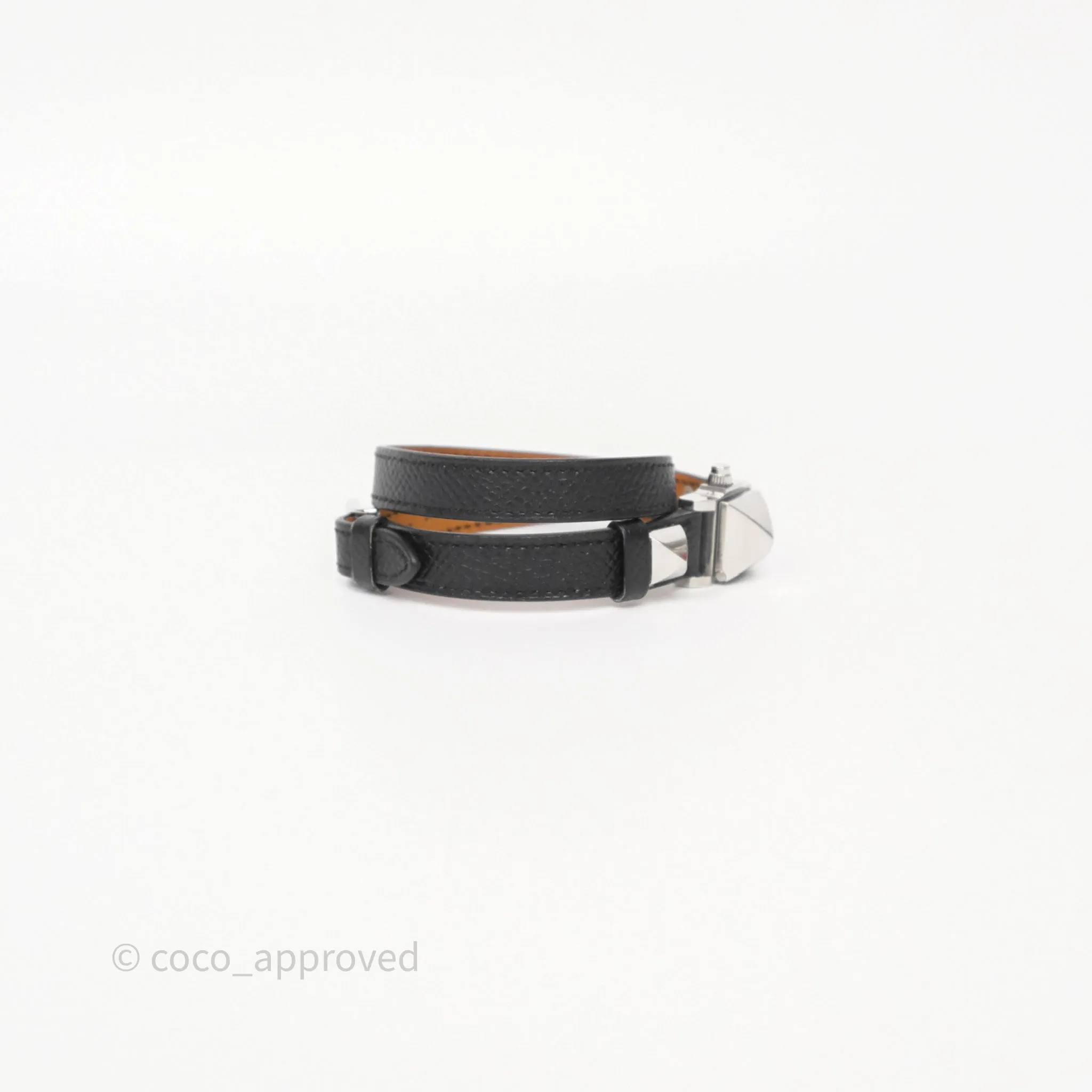 Hermes Medor Watch Mini Model Black Double Strap & Orange Strap