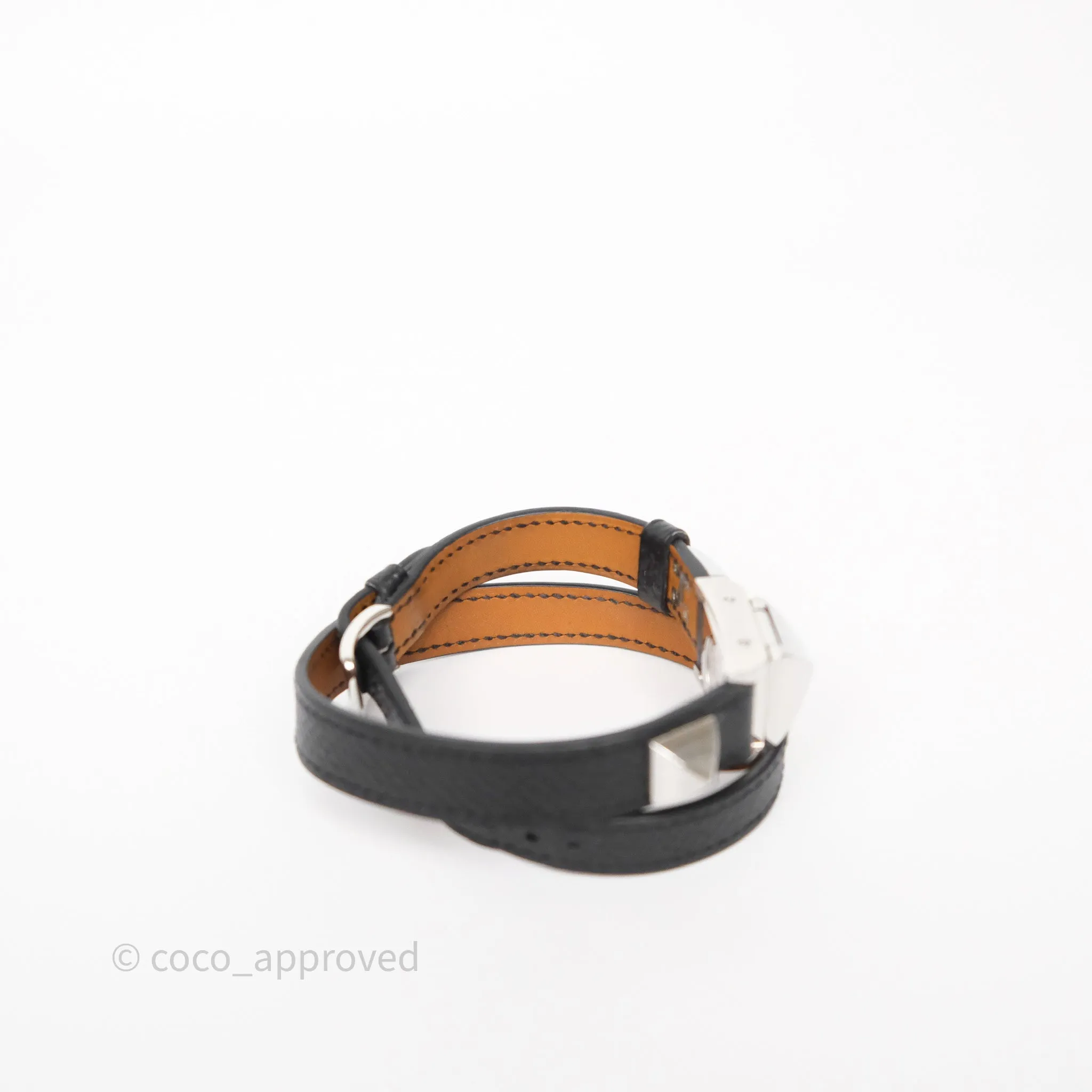 Hermes Medor Watch Mini Model Black Double Strap & Orange Strap