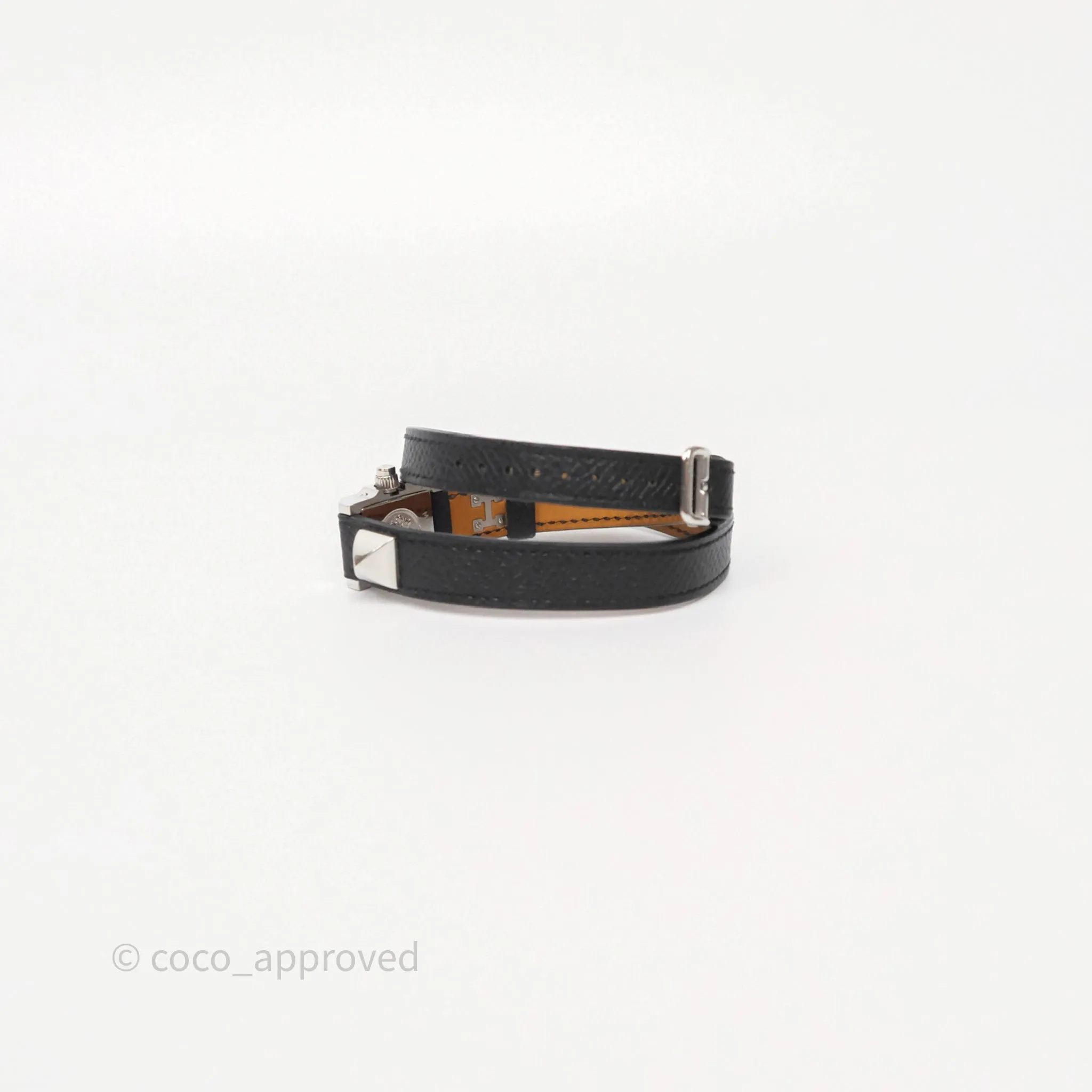 Hermes Medor Watch Mini Model Black Double Strap & Orange Strap