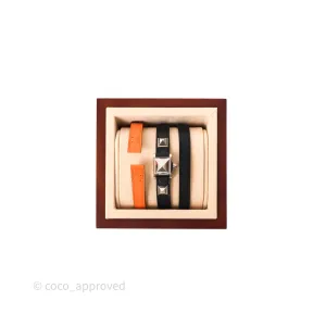 Hermes Medor Watch Mini Model Black Double Strap & Orange Strap