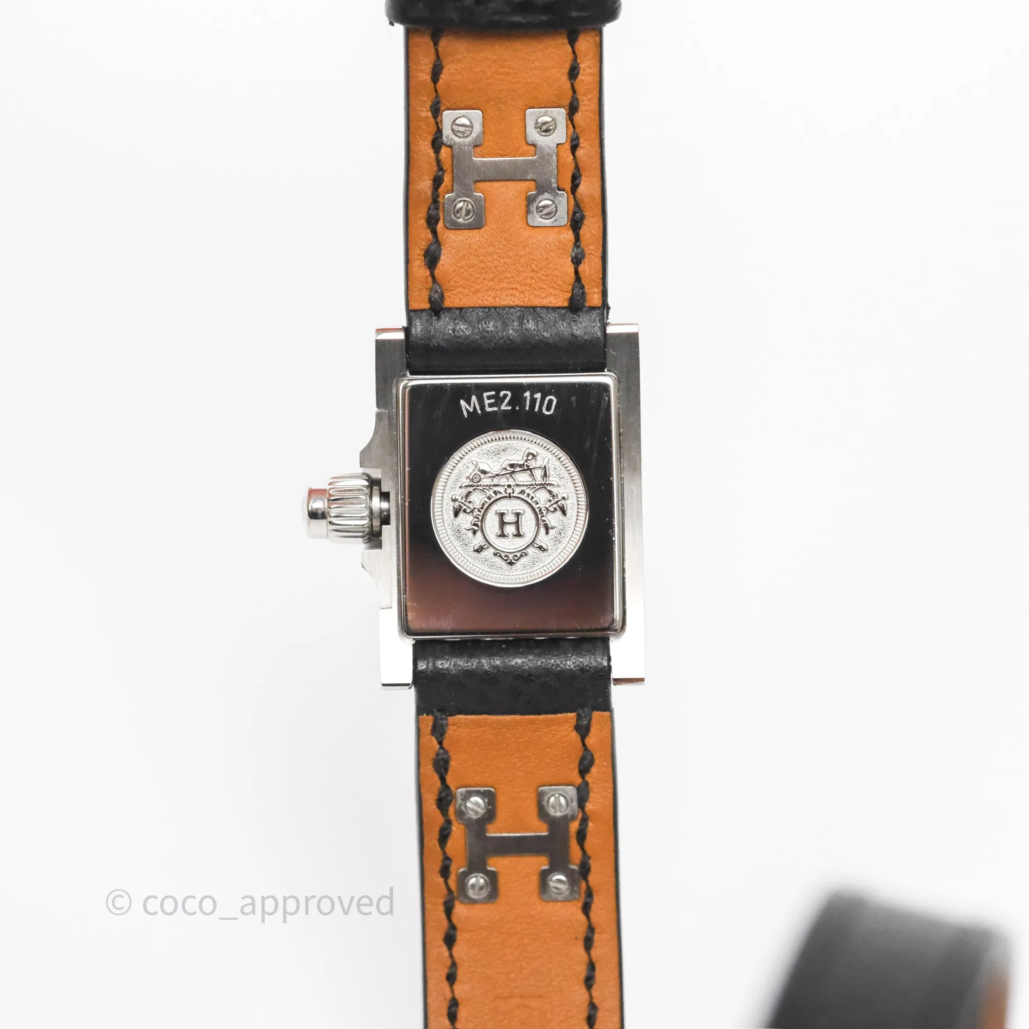 Hermes Medor Watch Mini Model Black Double Strap & Orange Strap