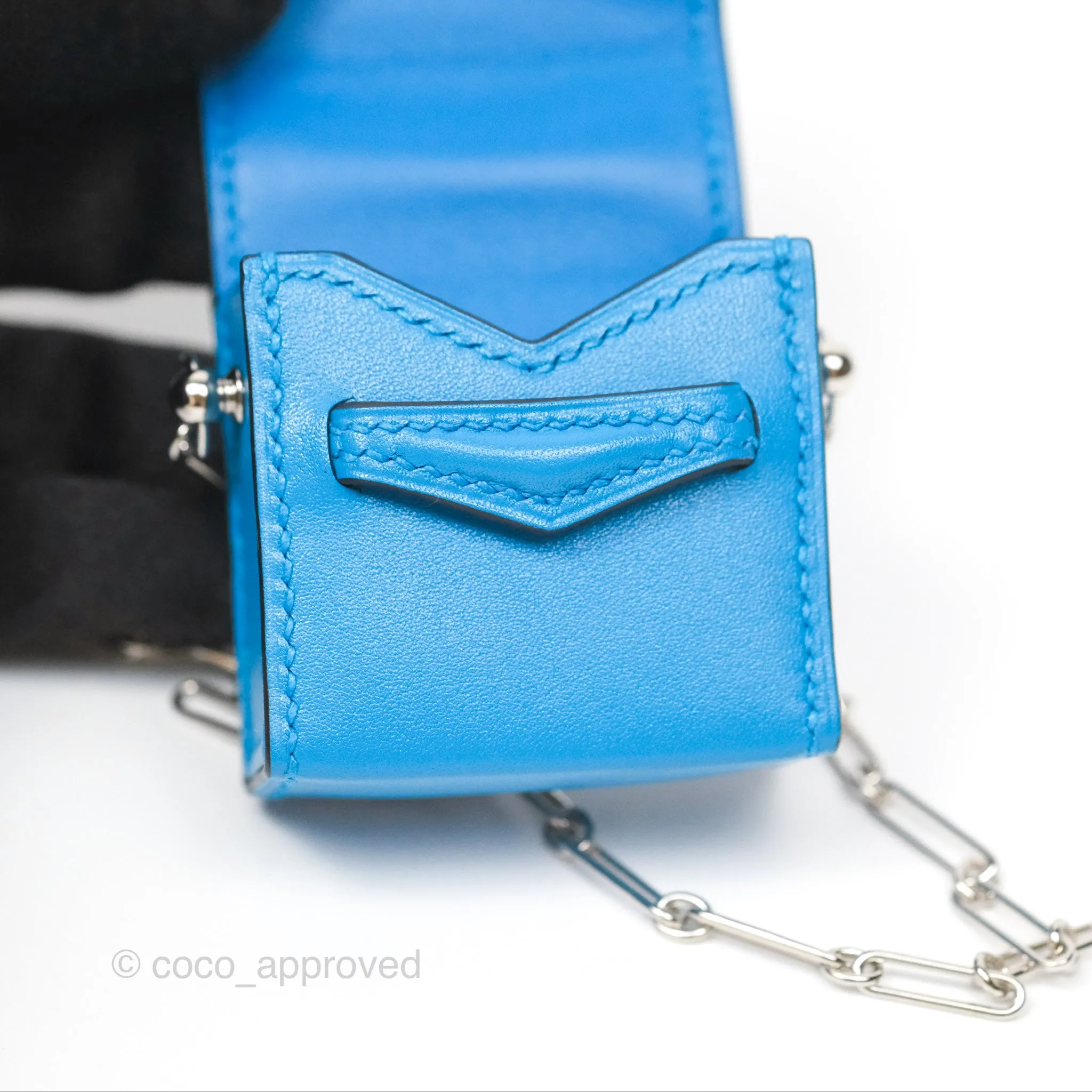 Hermes Micro Paperclip Chain Bag Blue