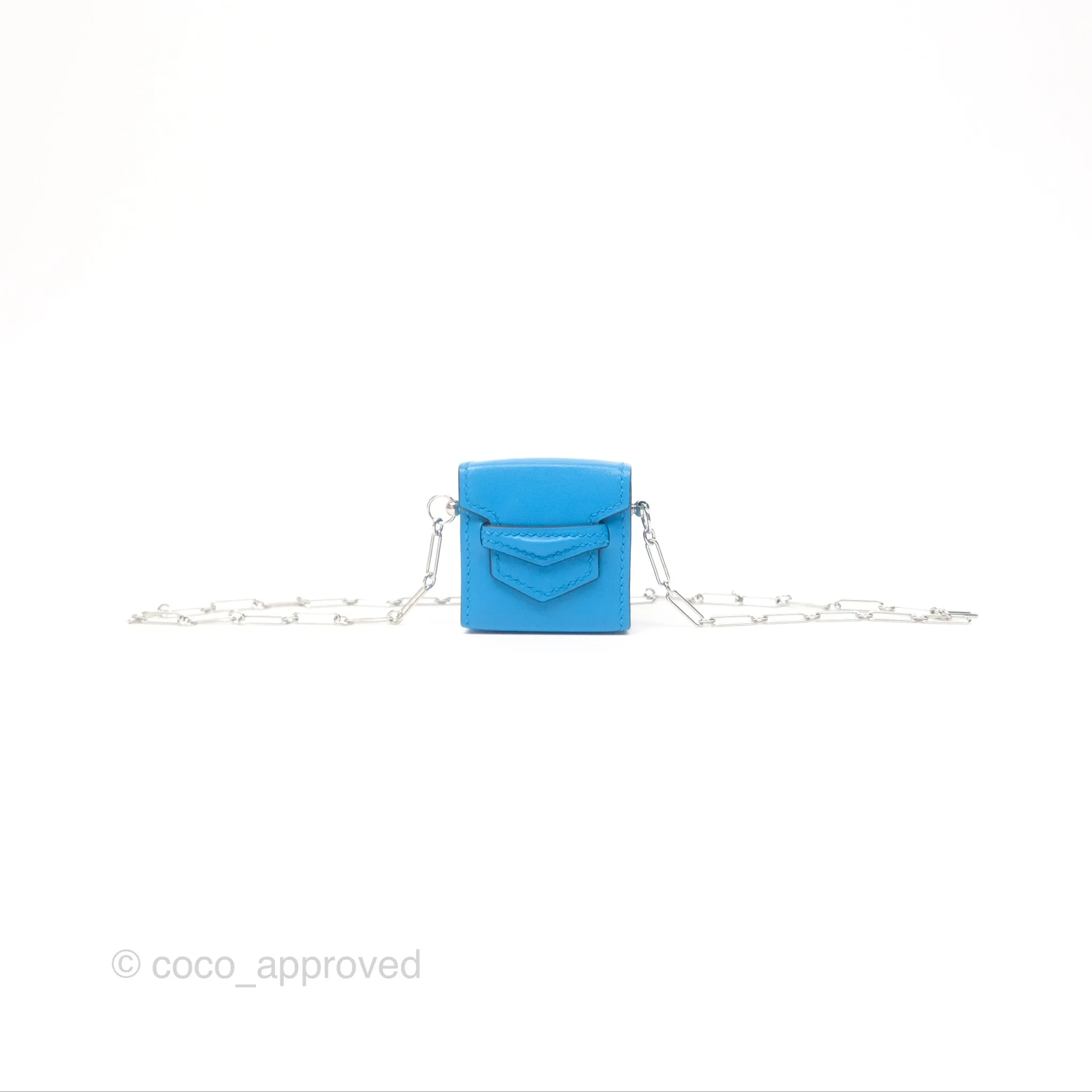 Hermes Micro Paperclip Chain Bag Blue
