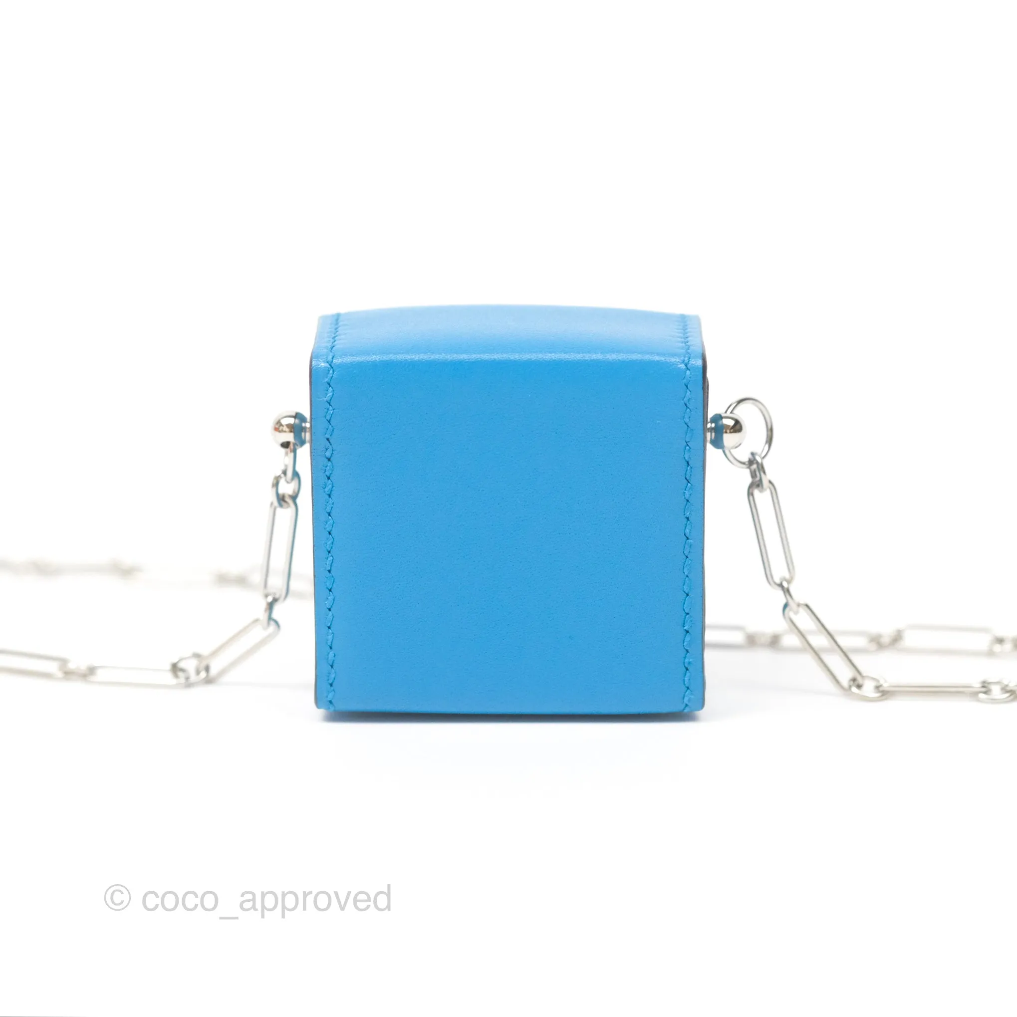 Hermes Micro Paperclip Chain Bag Blue