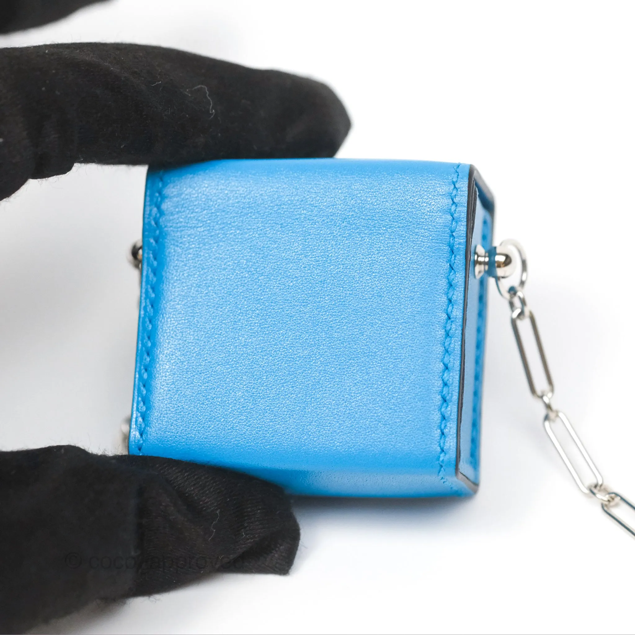 Hermes Micro Paperclip Chain Bag Blue