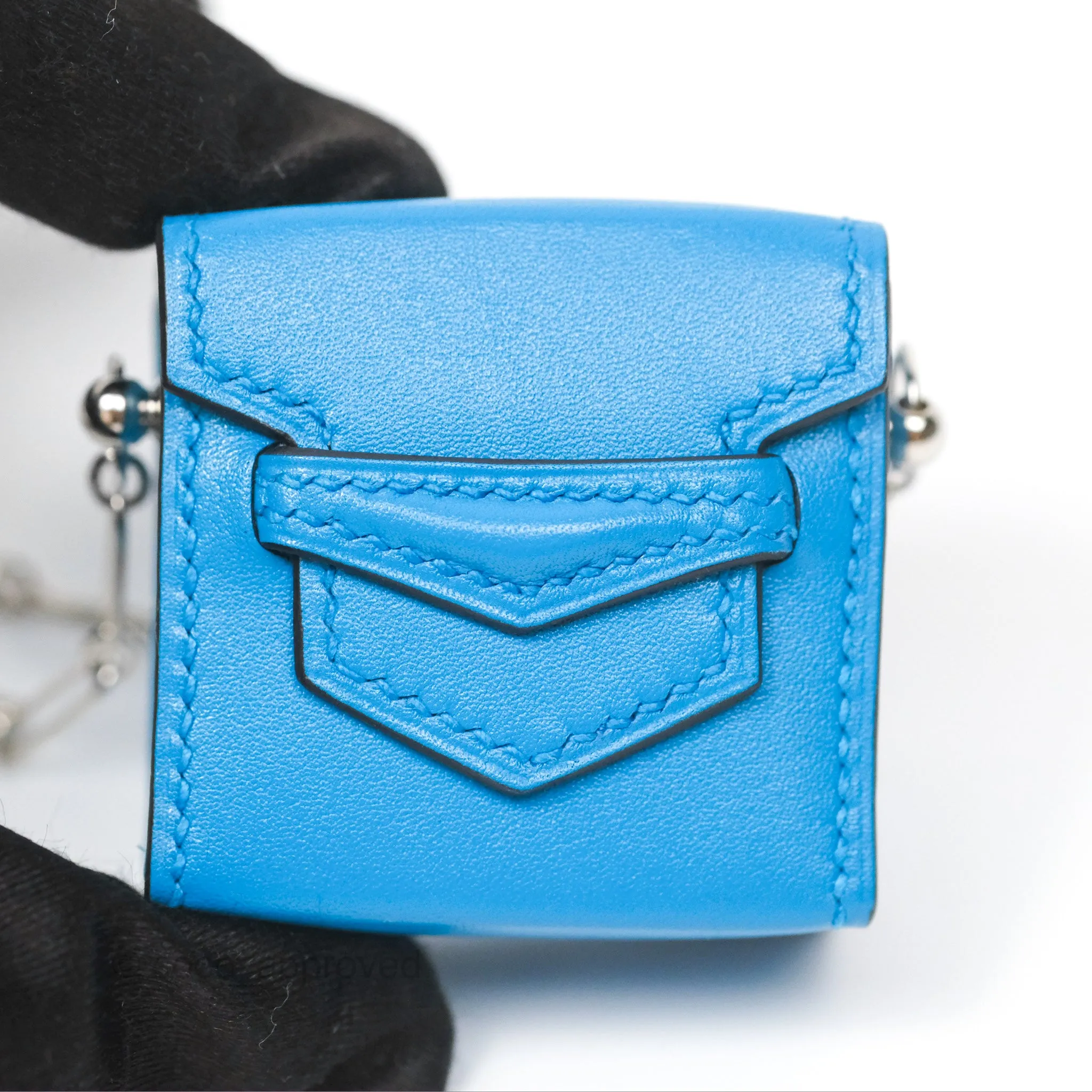 Hermes Micro Paperclip Chain Bag Blue