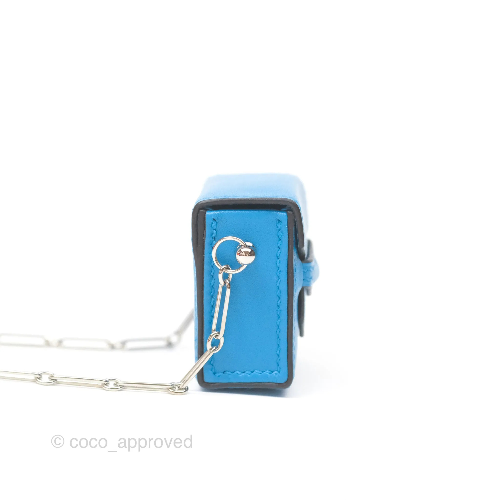 Hermes Micro Paperclip Chain Bag Blue