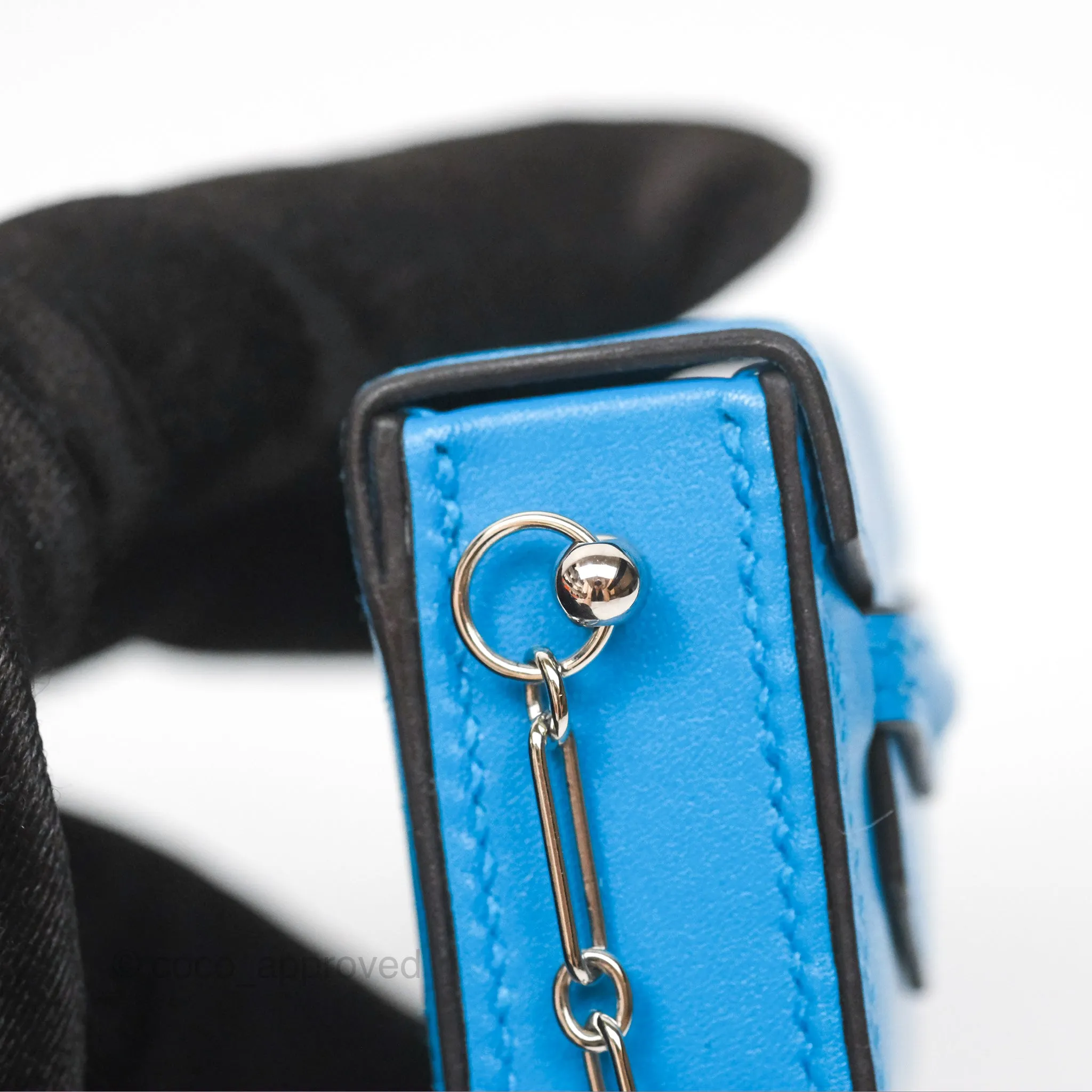 Hermes Micro Paperclip Chain Bag Blue