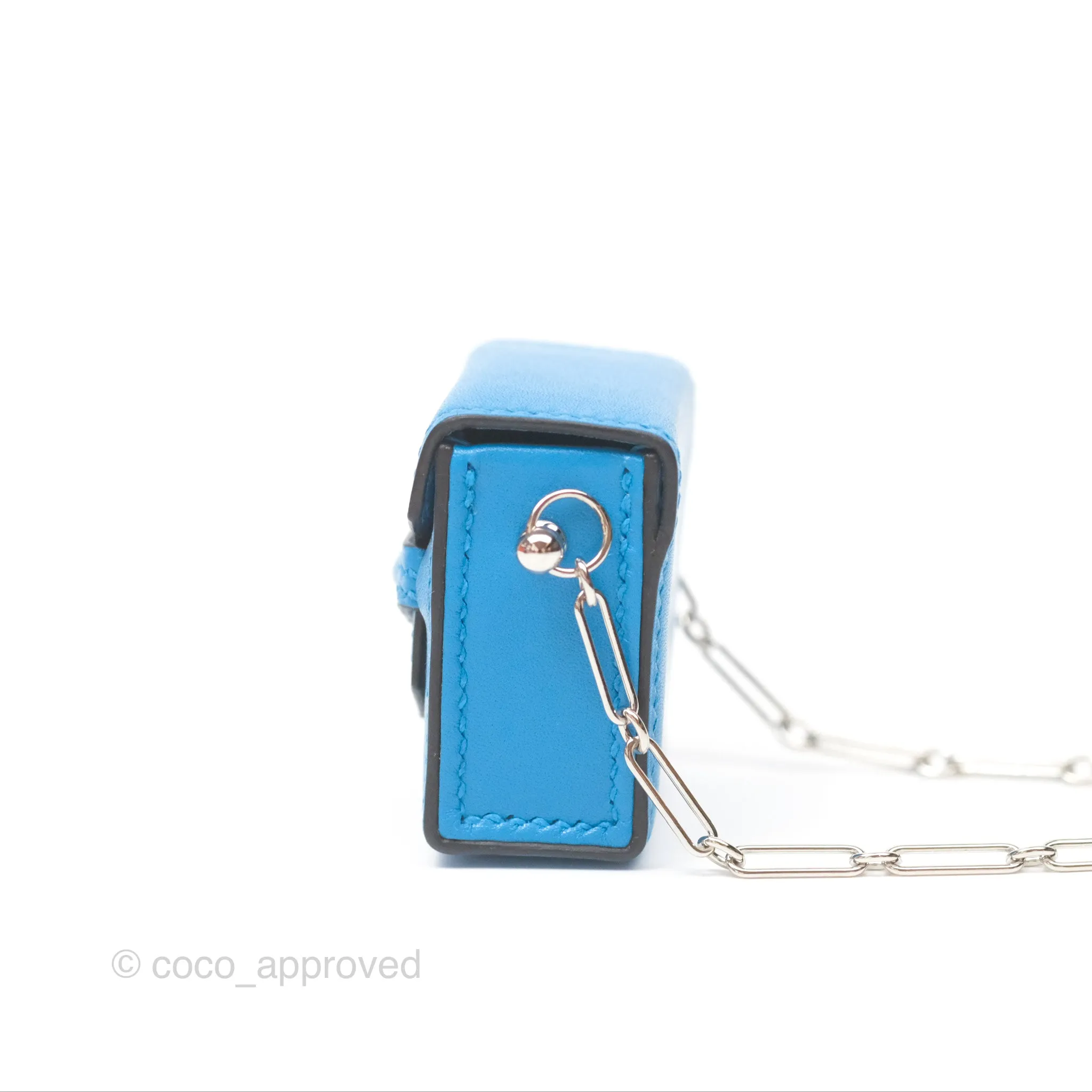 Hermes Micro Paperclip Chain Bag Blue