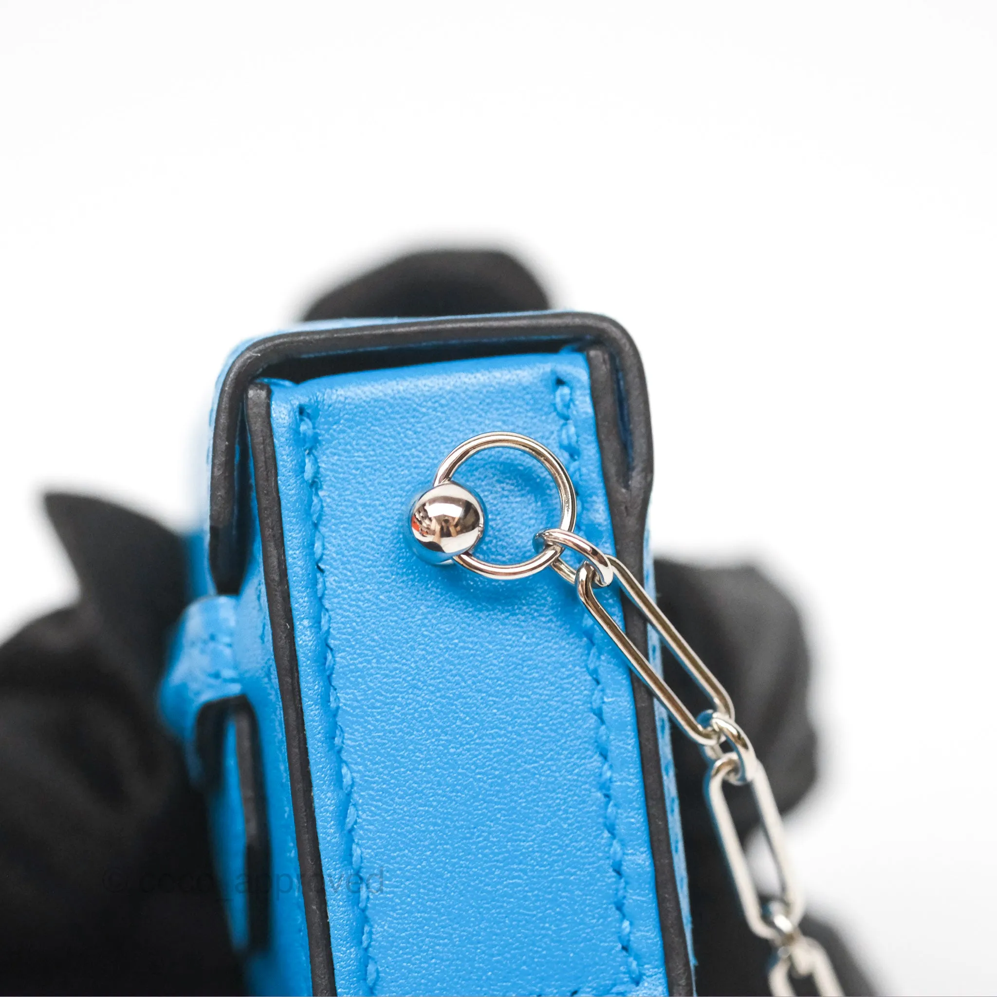 Hermes Micro Paperclip Chain Bag Blue