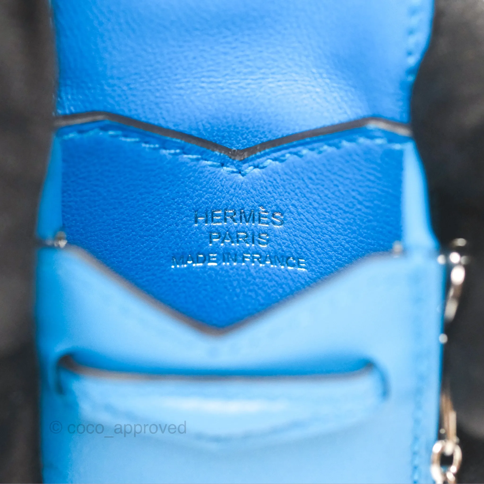 Hermes Micro Paperclip Chain Bag Blue