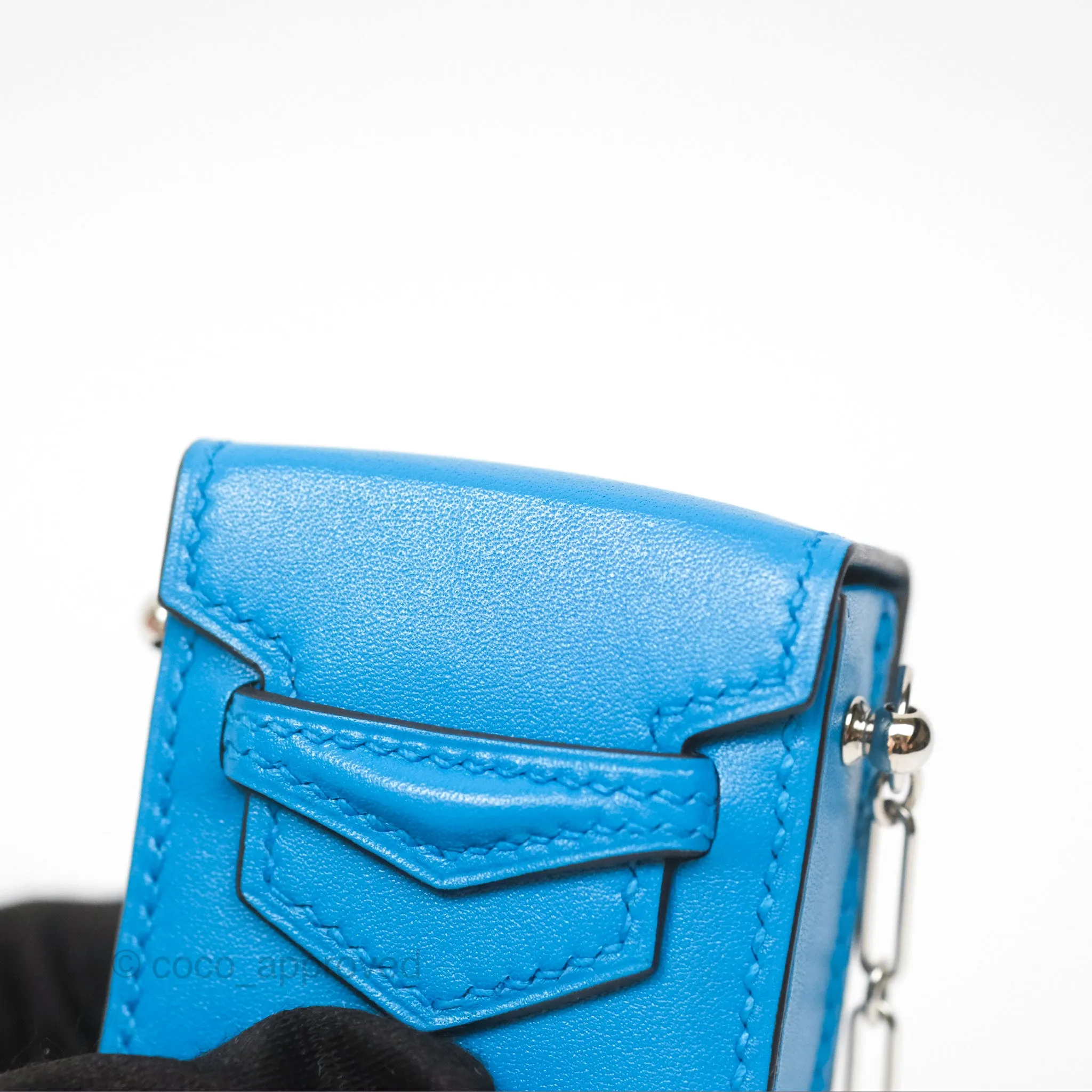 Hermes Micro Paperclip Chain Bag Blue