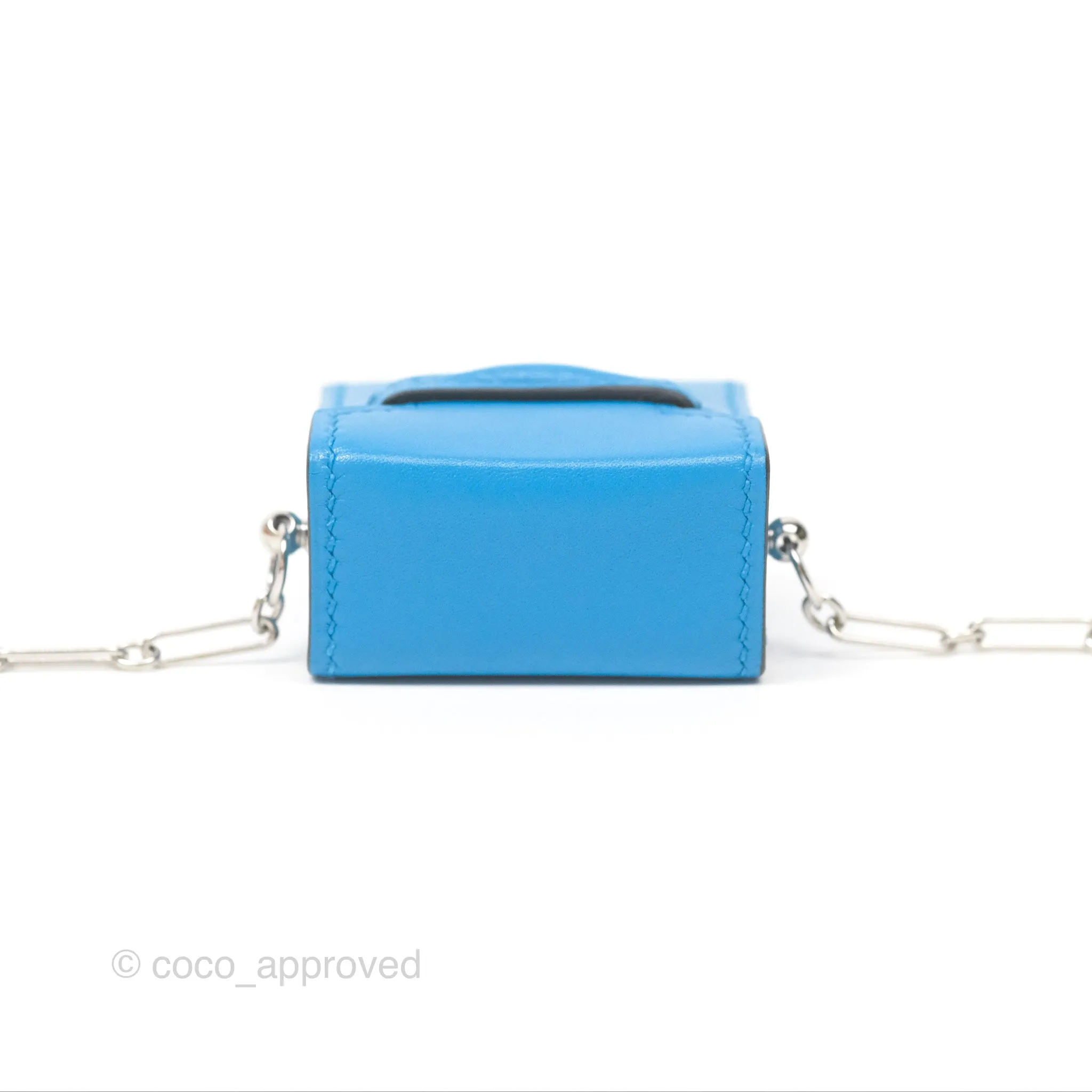 Hermes Micro Paperclip Chain Bag Blue