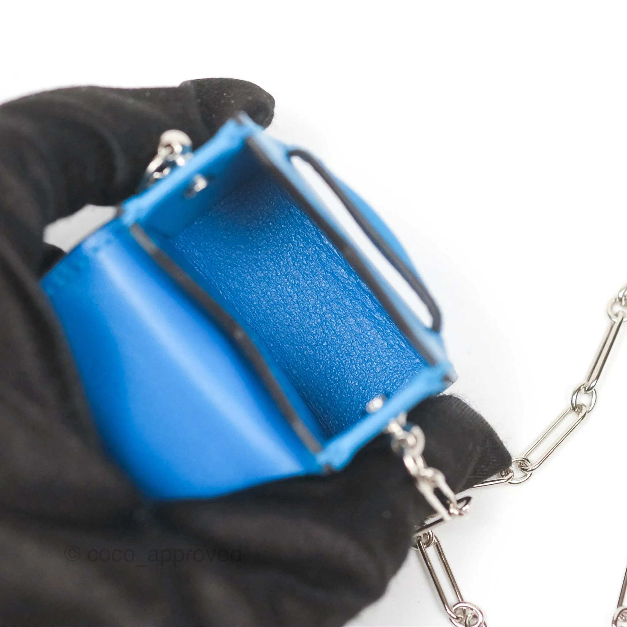 Hermes Micro Paperclip Chain Bag Blue