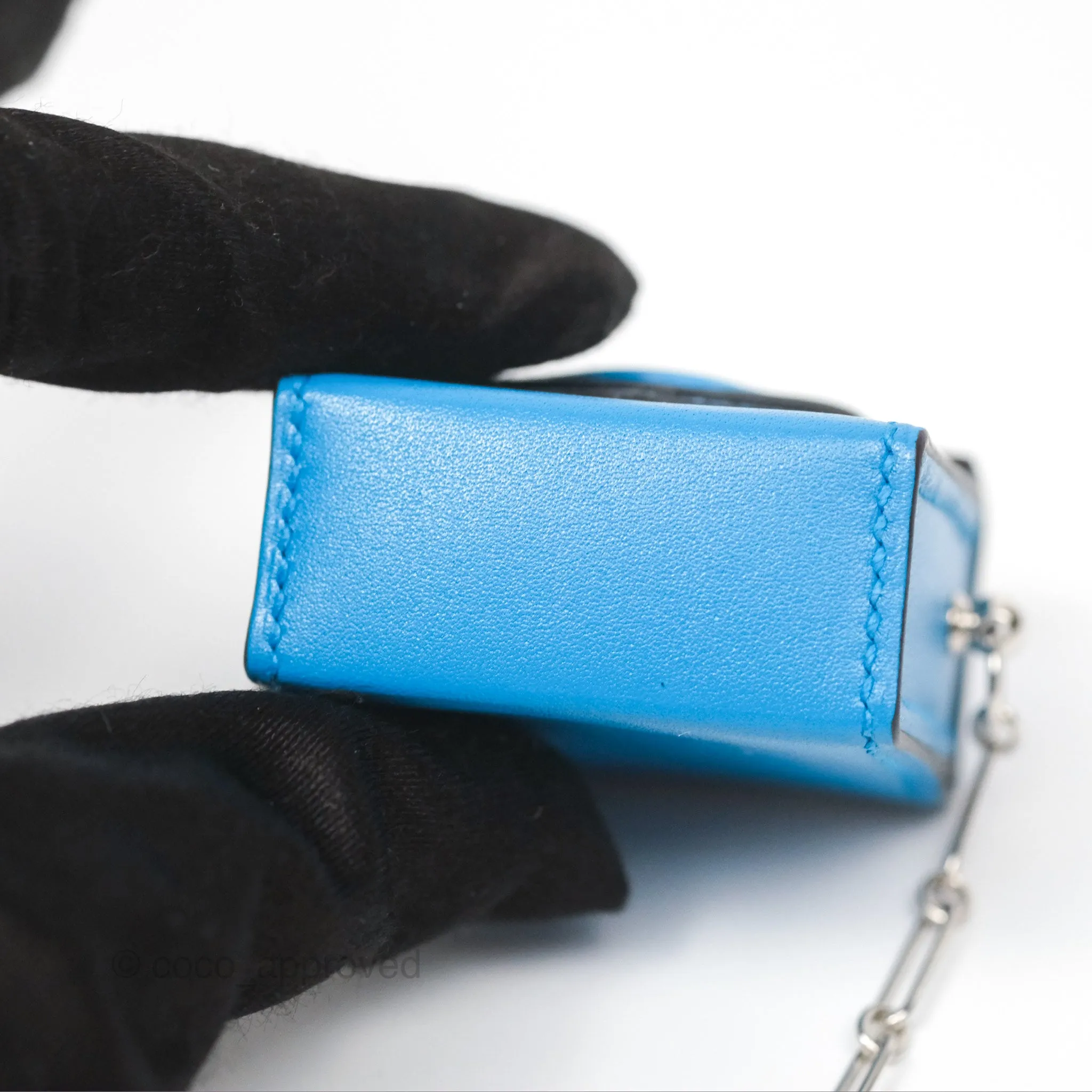 Hermes Micro Paperclip Chain Bag Blue
