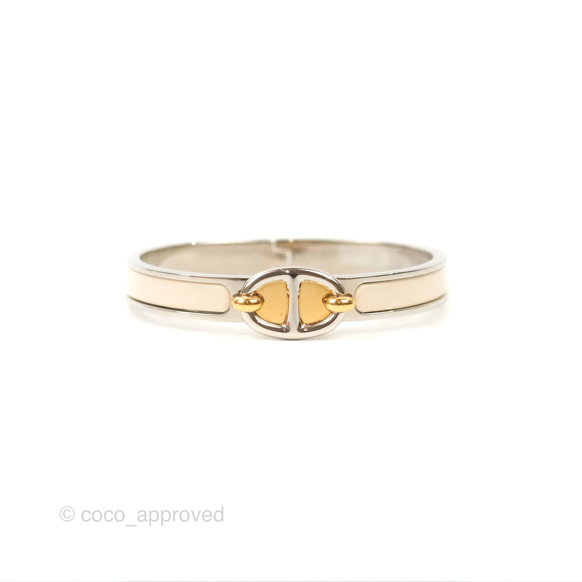 Hermes Mini Clic Chaine d'Ancre Bracelet Creme Palladium Hardware