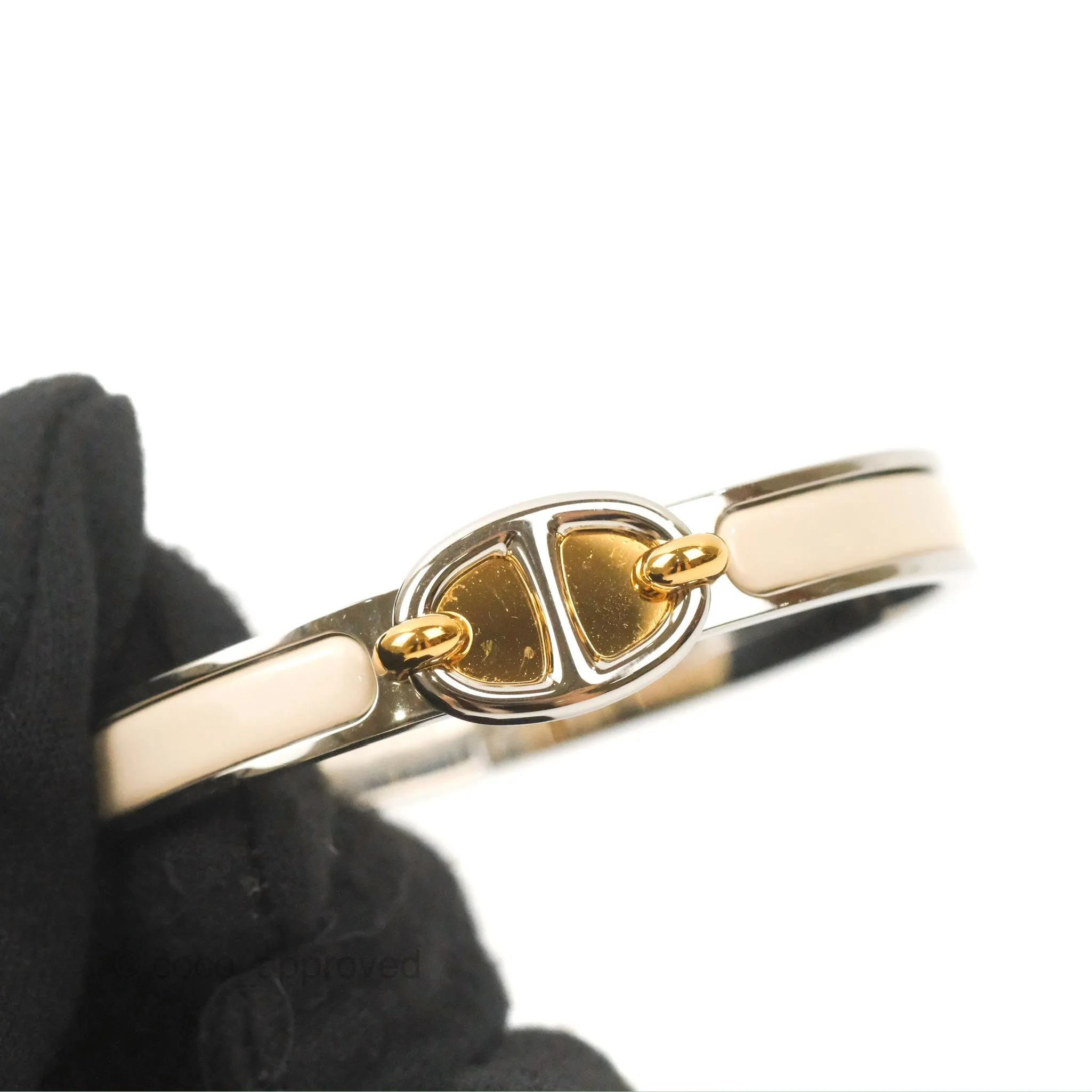 Hermes Mini Clic Chaine d'Ancre Bracelet Creme Palladium Hardware