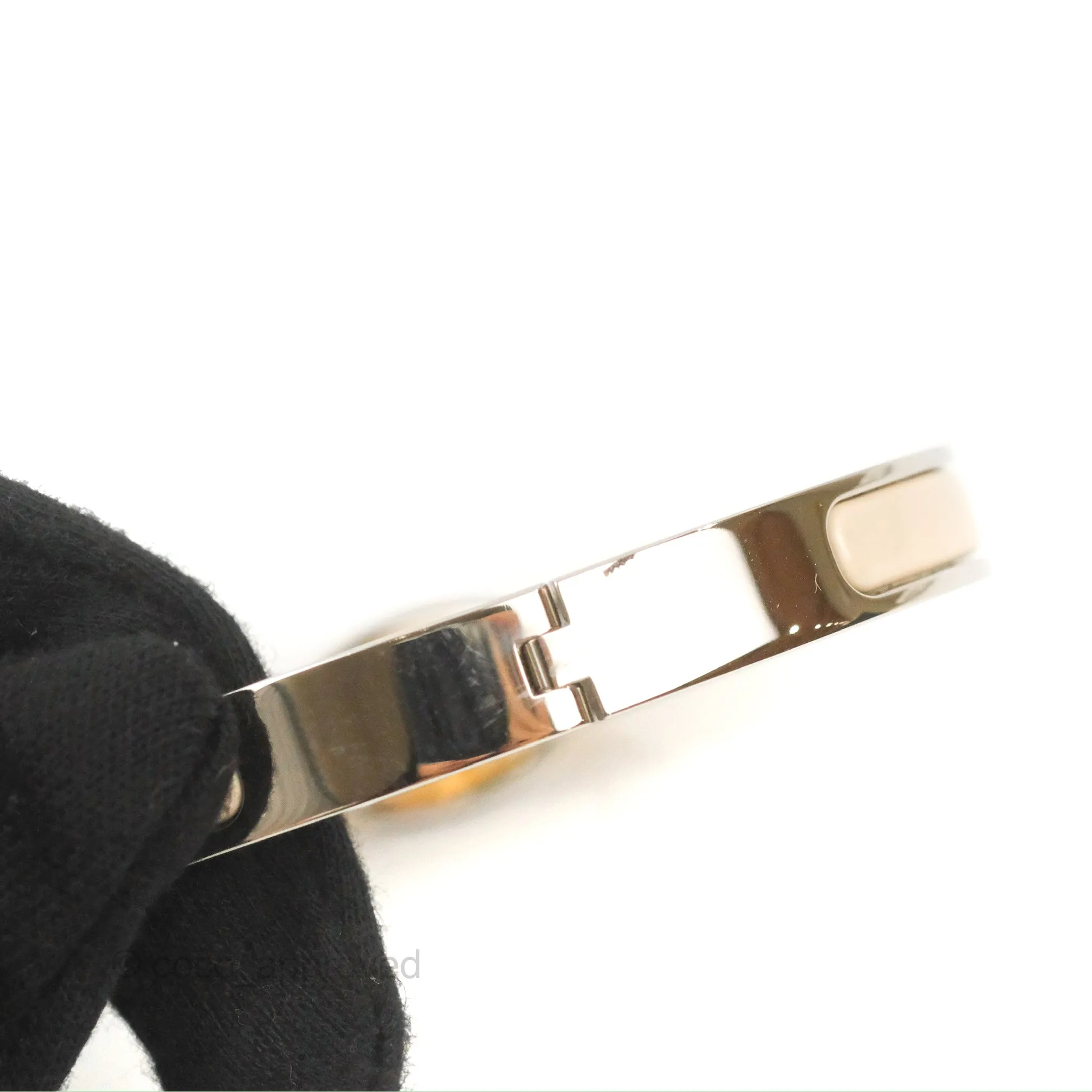 Hermes Mini Clic Chaine d'Ancre Bracelet Creme Palladium Hardware