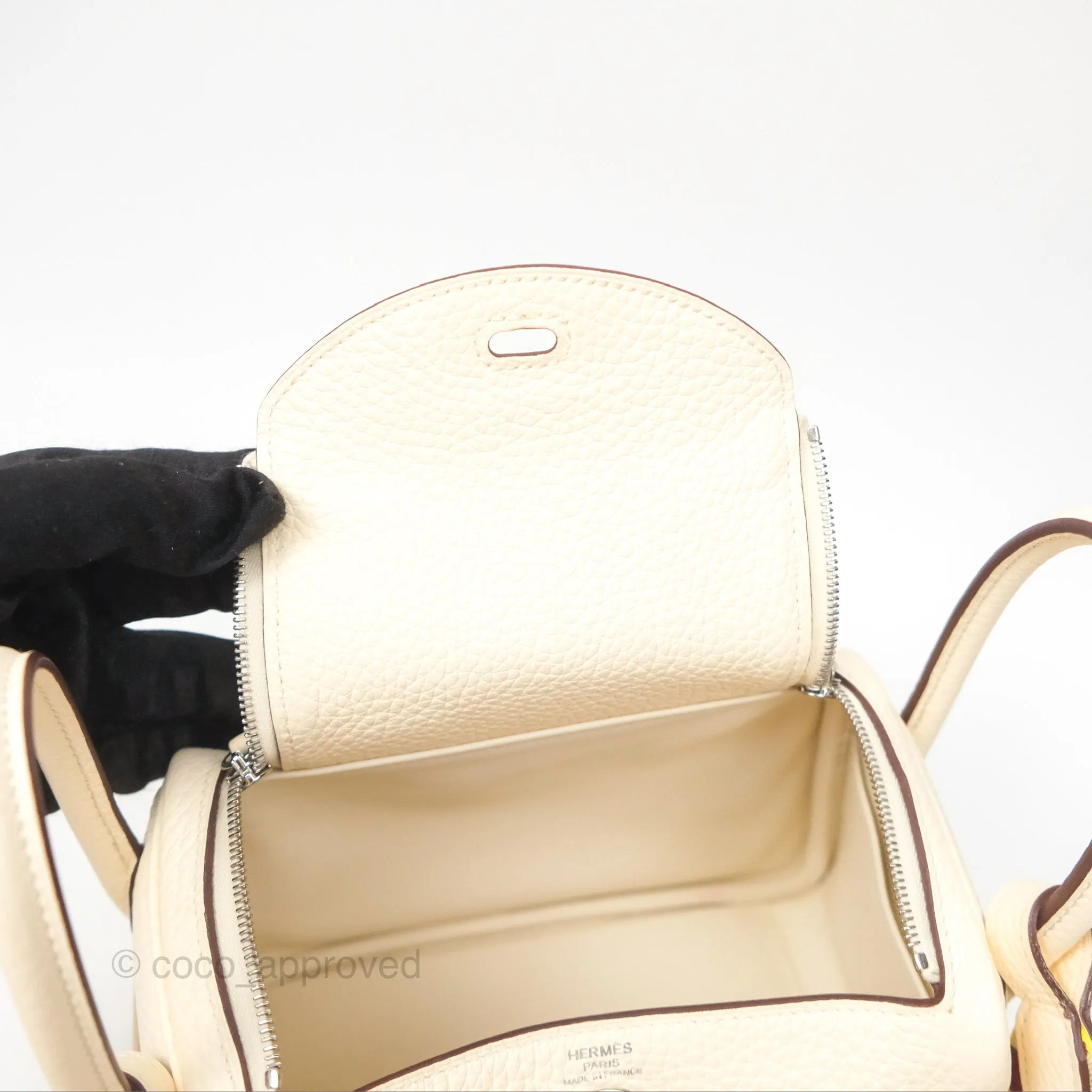 Hermes Mini Lindy Nata I2 Clemence Maxi Quadrille Lime/Mauve sylvestre Toile Palladium Hardware