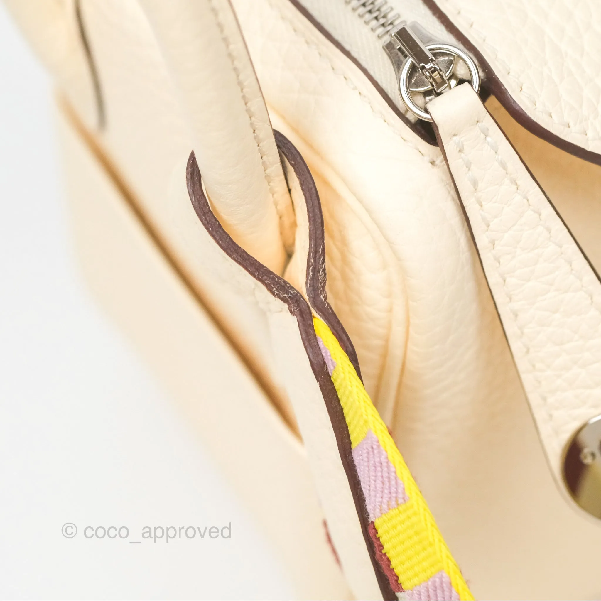Hermes Mini Lindy Nata I2 Clemence Maxi Quadrille Lime/Mauve sylvestre Toile Palladium Hardware