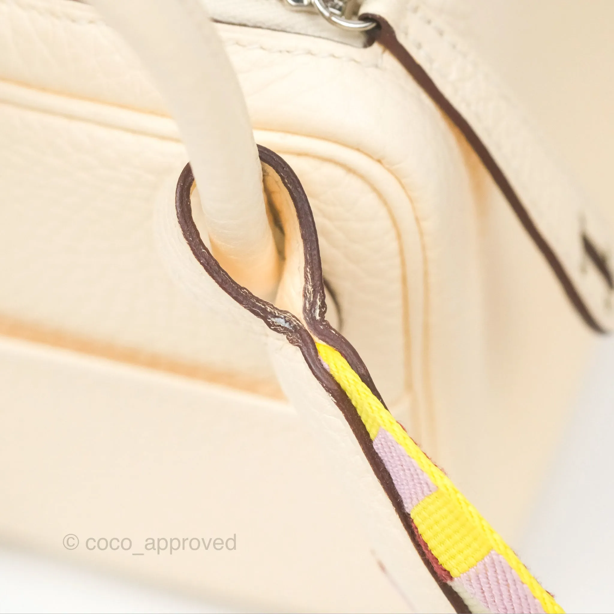 Hermes Mini Lindy Nata I2 Clemence Maxi Quadrille Lime/Mauve sylvestre Toile Palladium Hardware