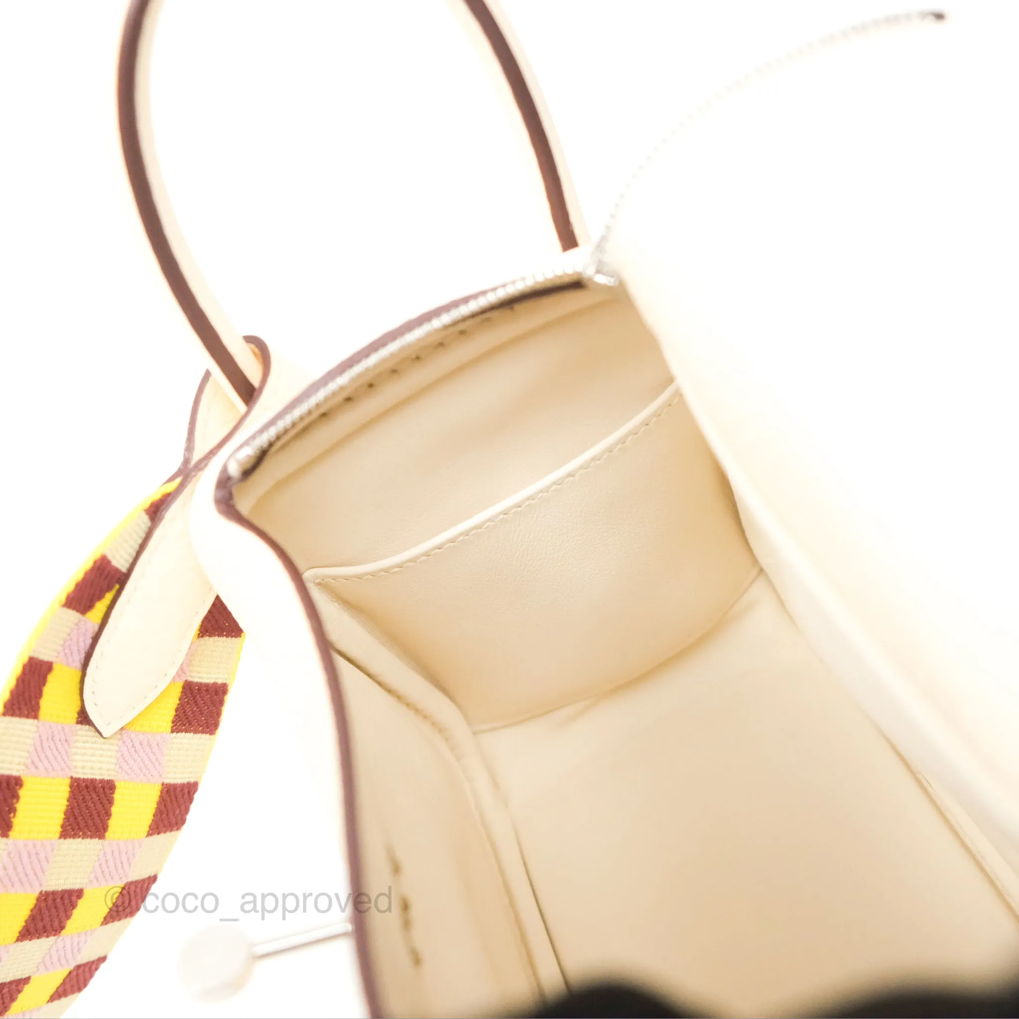 Hermes Mini Lindy Nata I2 Clemence Maxi Quadrille Lime/Mauve sylvestre Toile Palladium Hardware