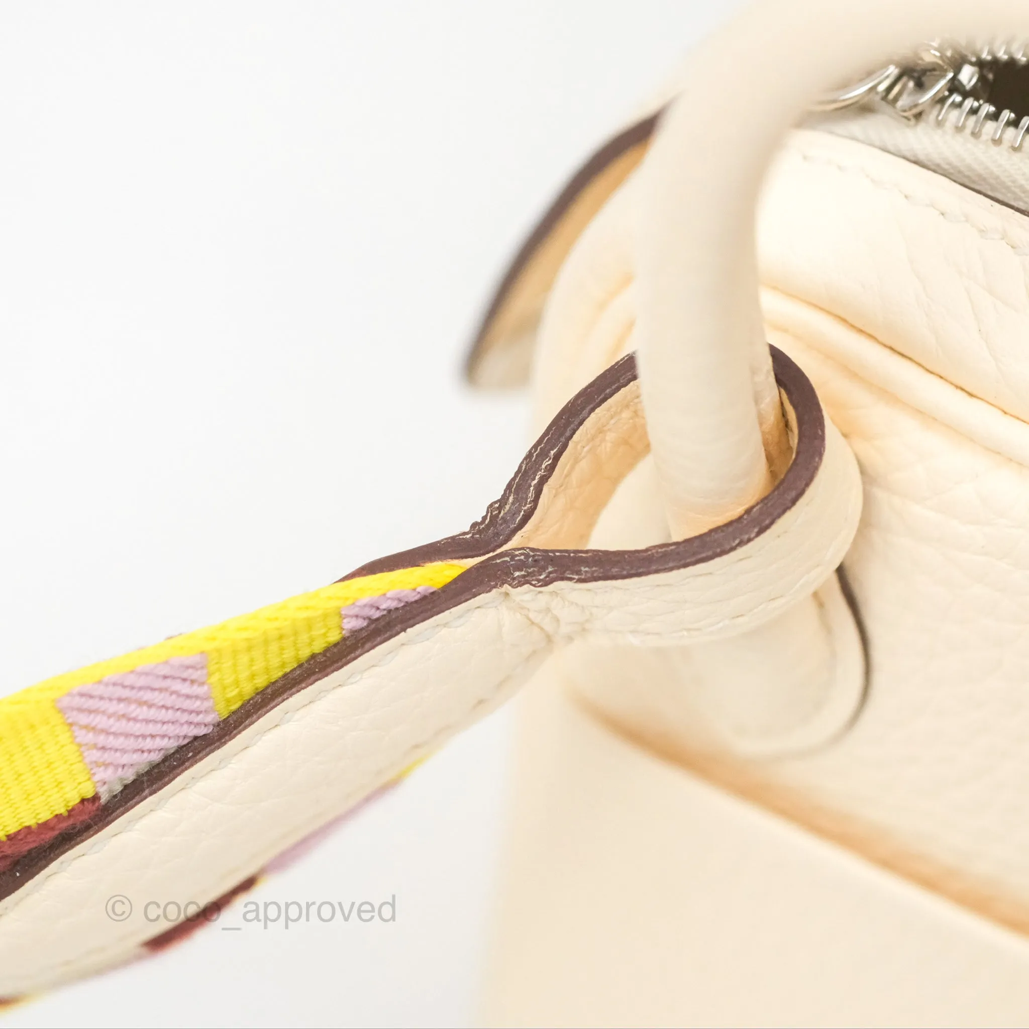 Hermes Mini Lindy Nata I2 Clemence Maxi Quadrille Lime/Mauve sylvestre Toile Palladium Hardware