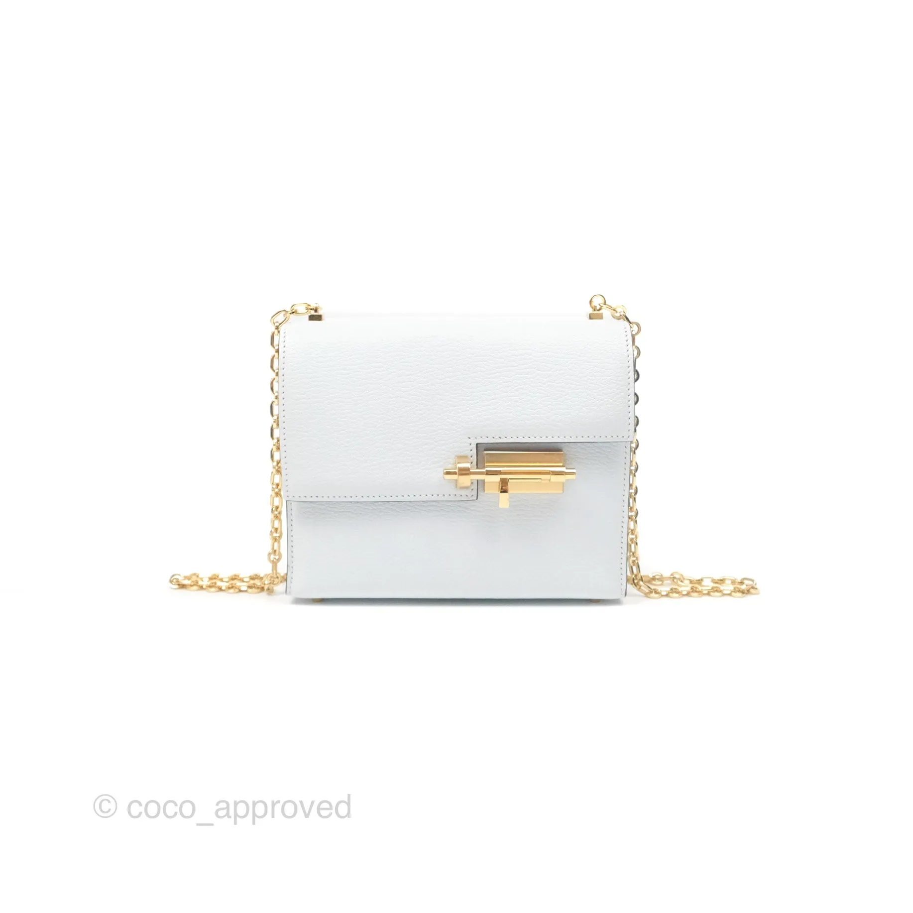 Hermes Mini Verrou Bleu Brume Chvre Mysore Gold Hardware