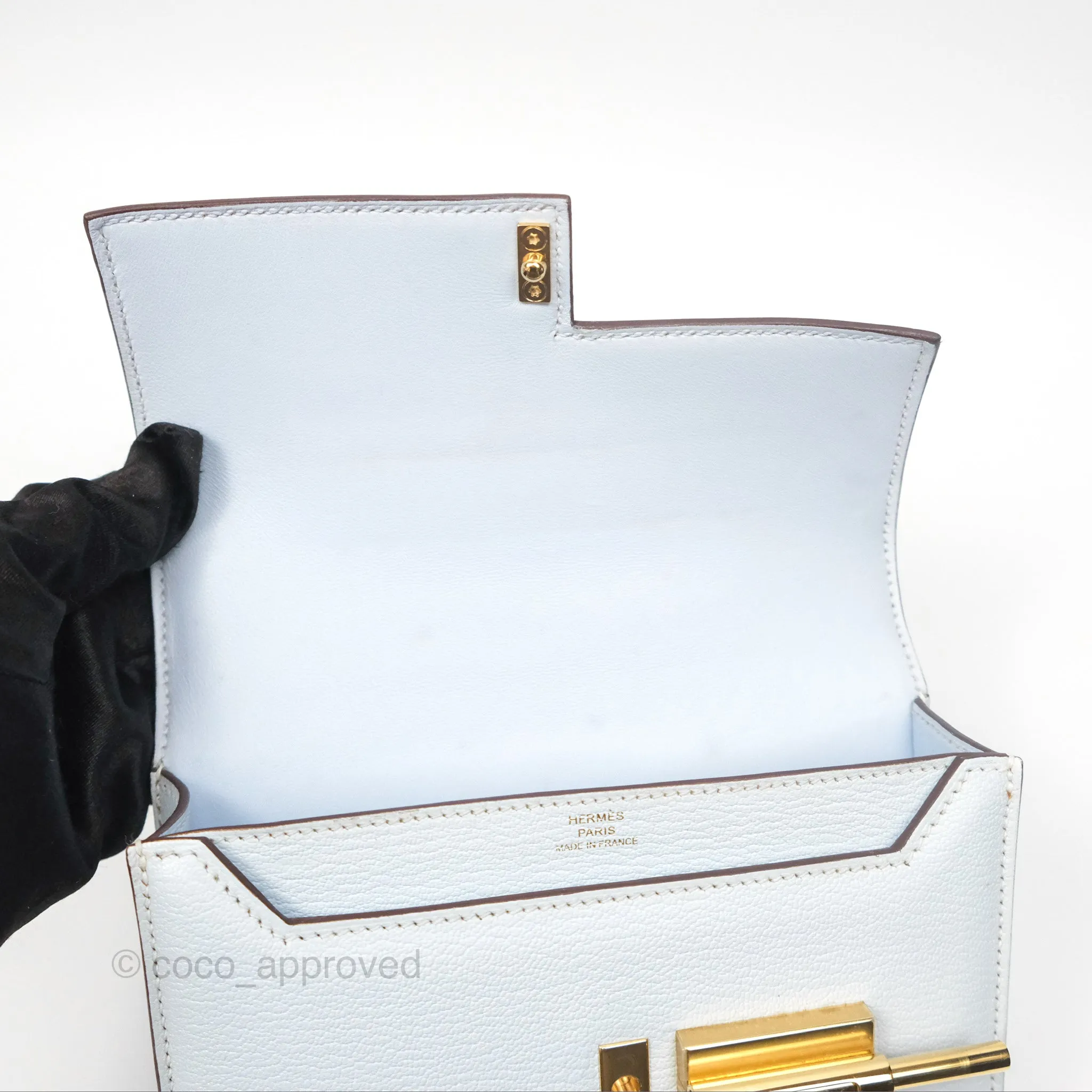 Hermes Mini Verrou Bleu Brume Chvre Mysore Gold Hardware