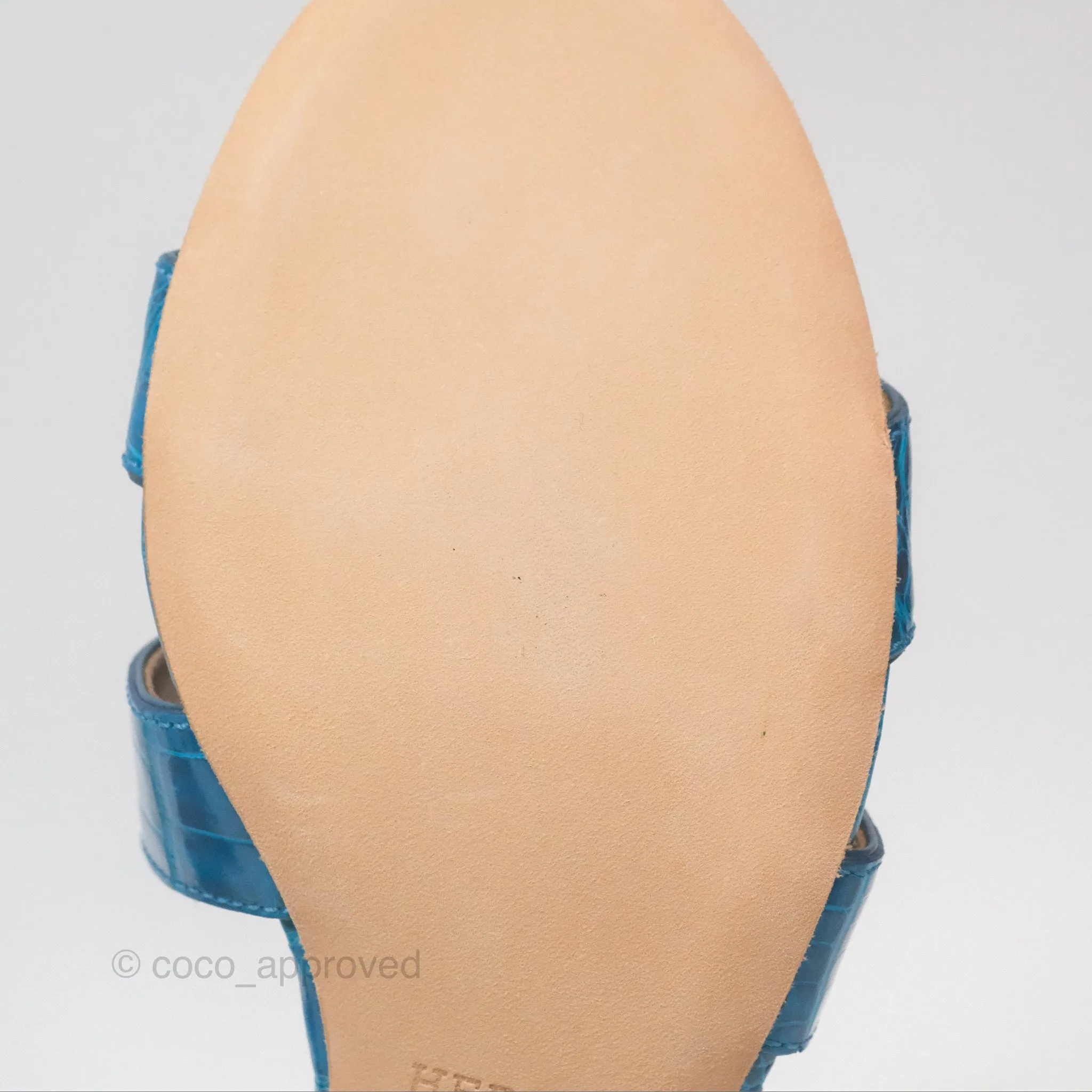 Hermes Oasis Sandals Croc Bleu Lzmir Size 36.5