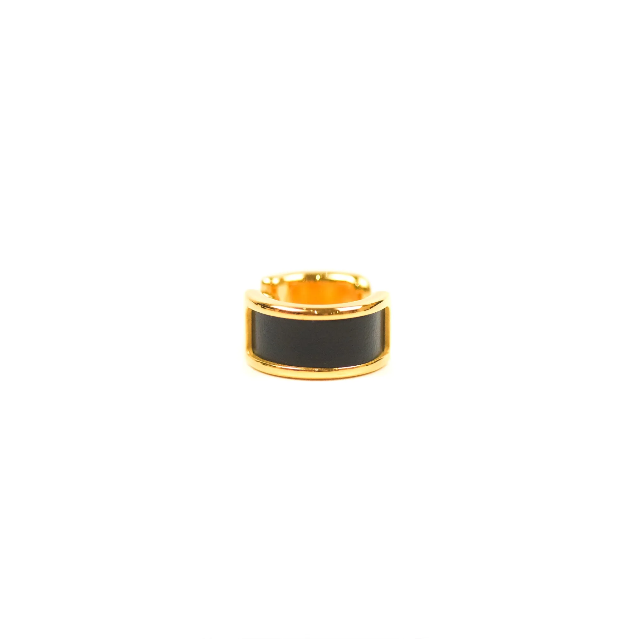 Hermes Olympe Ear Cuff Small Model Black Box Calfskin Gold