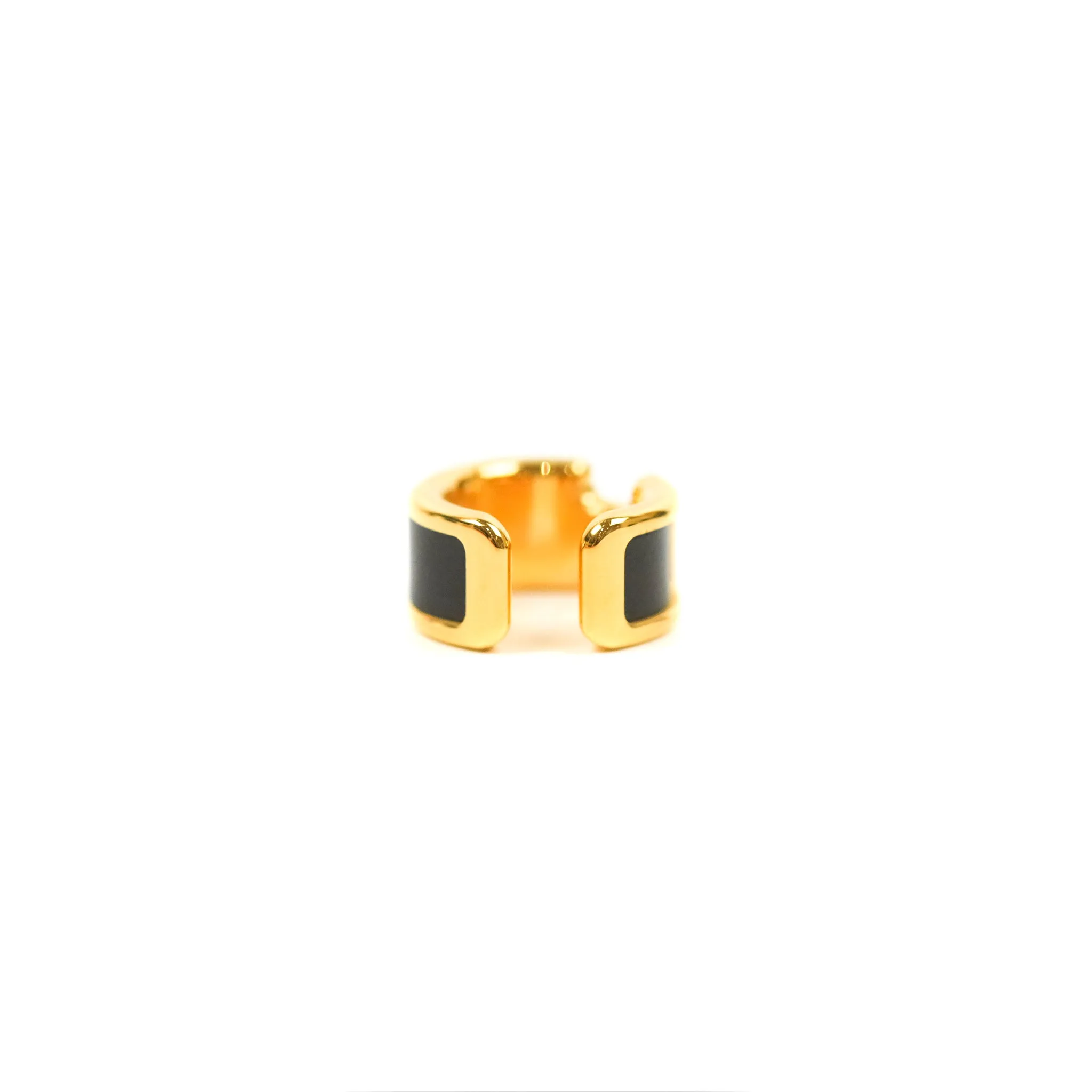 Hermes Olympe Ear Cuff Small Model Black Box Calfskin Gold