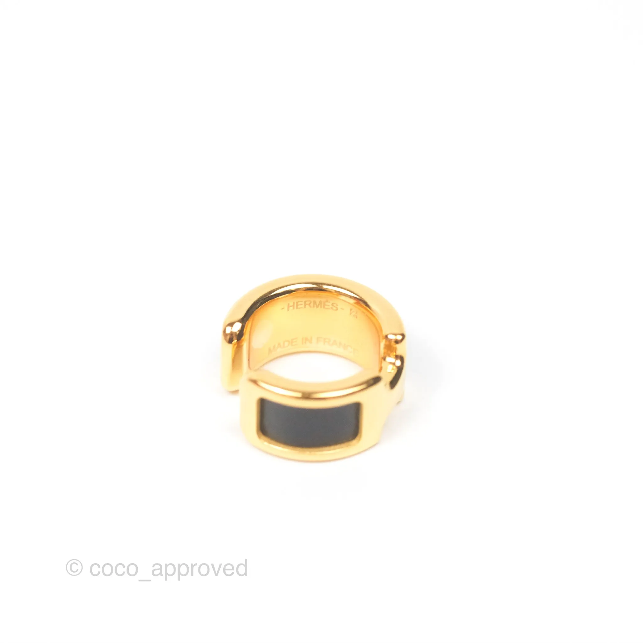 Hermes Olympe Ear Cuff Small Model Black Calfskin Gold