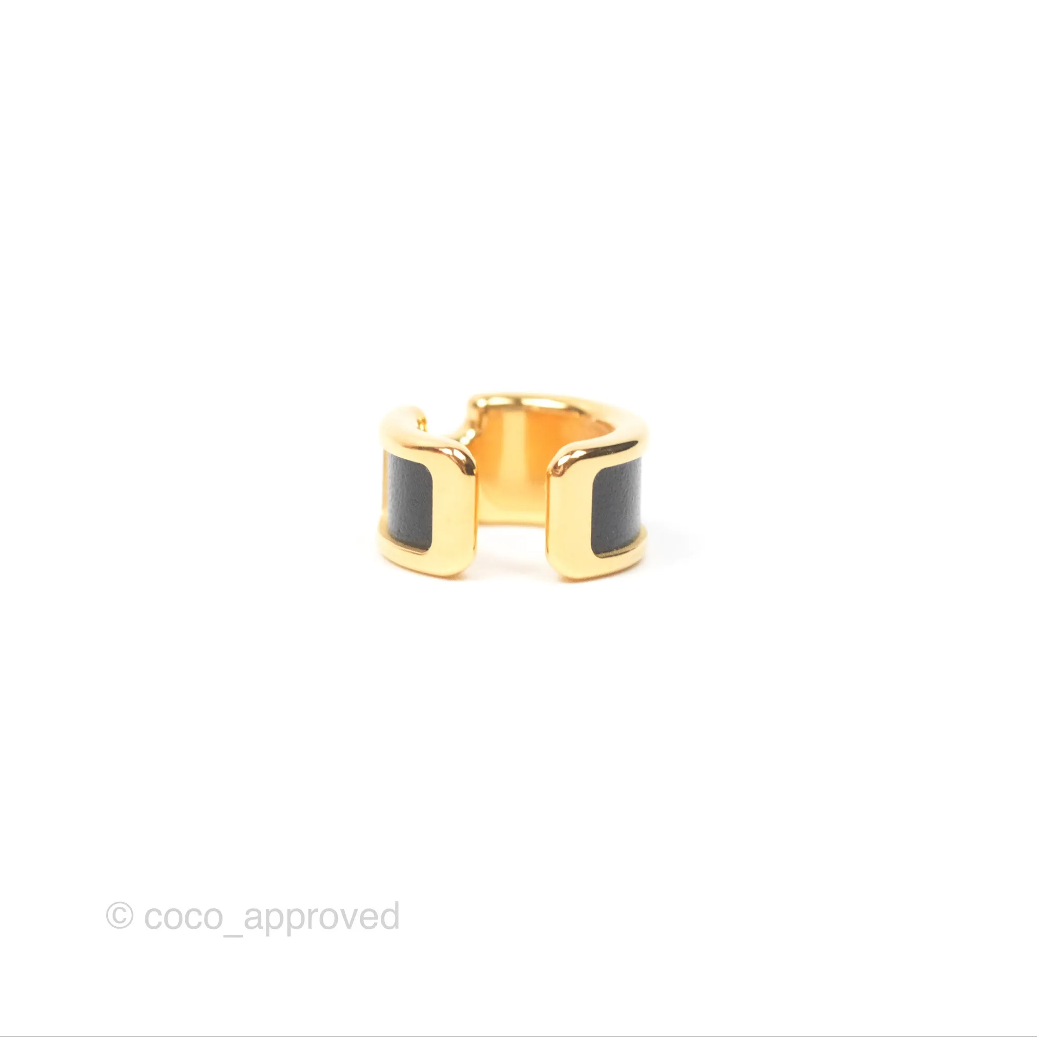 Hermes Olympe Ear Cuff Small Model Black Calfskin Gold