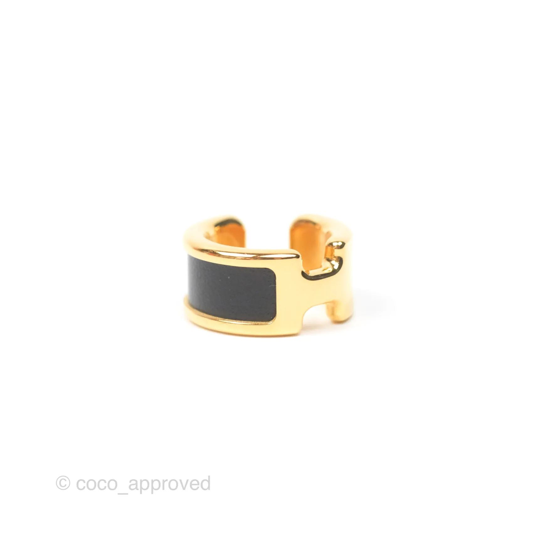 Hermes Olympe Ear Cuff Small Model Black Calfskin Gold