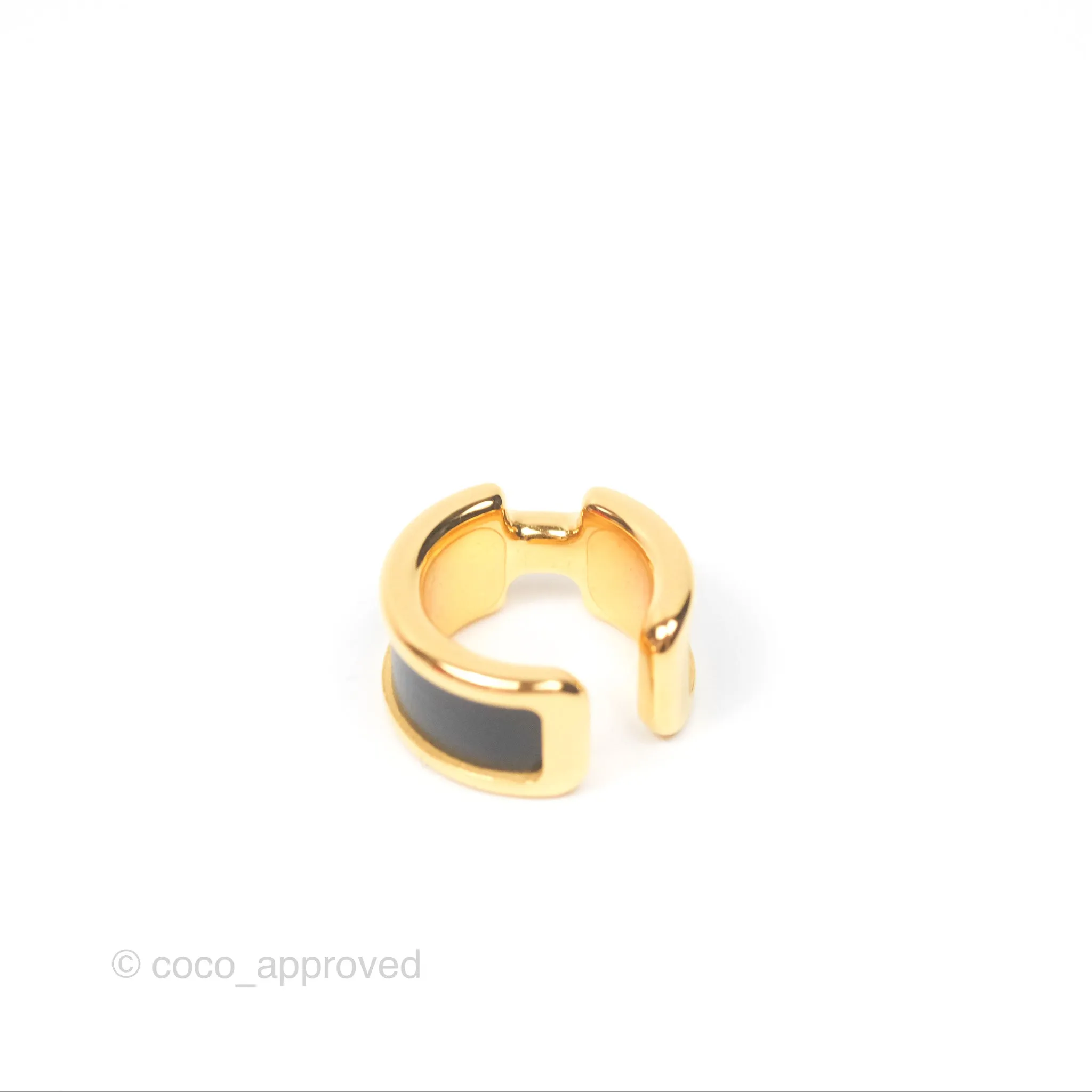 Hermes Olympe Ear Cuff Small Model Black Calfskin Gold