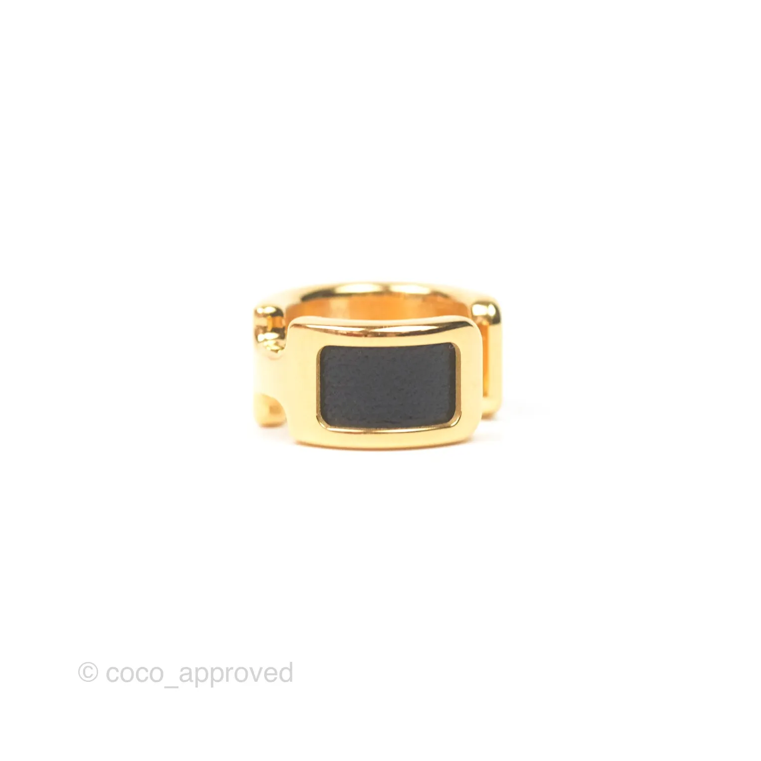 Hermes Olympe Ear Cuff Small Model Black Calfskin Gold